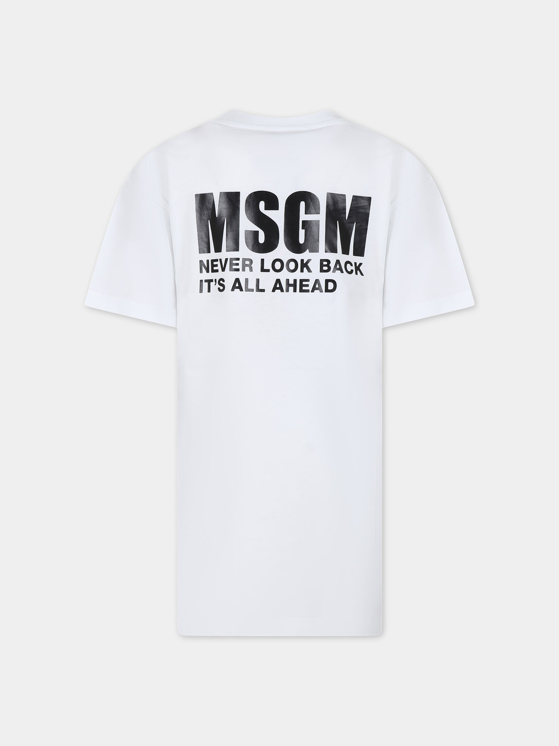 Vestito bianco per bambina con logo,Msgm Kids,S4MSJGDR031 001