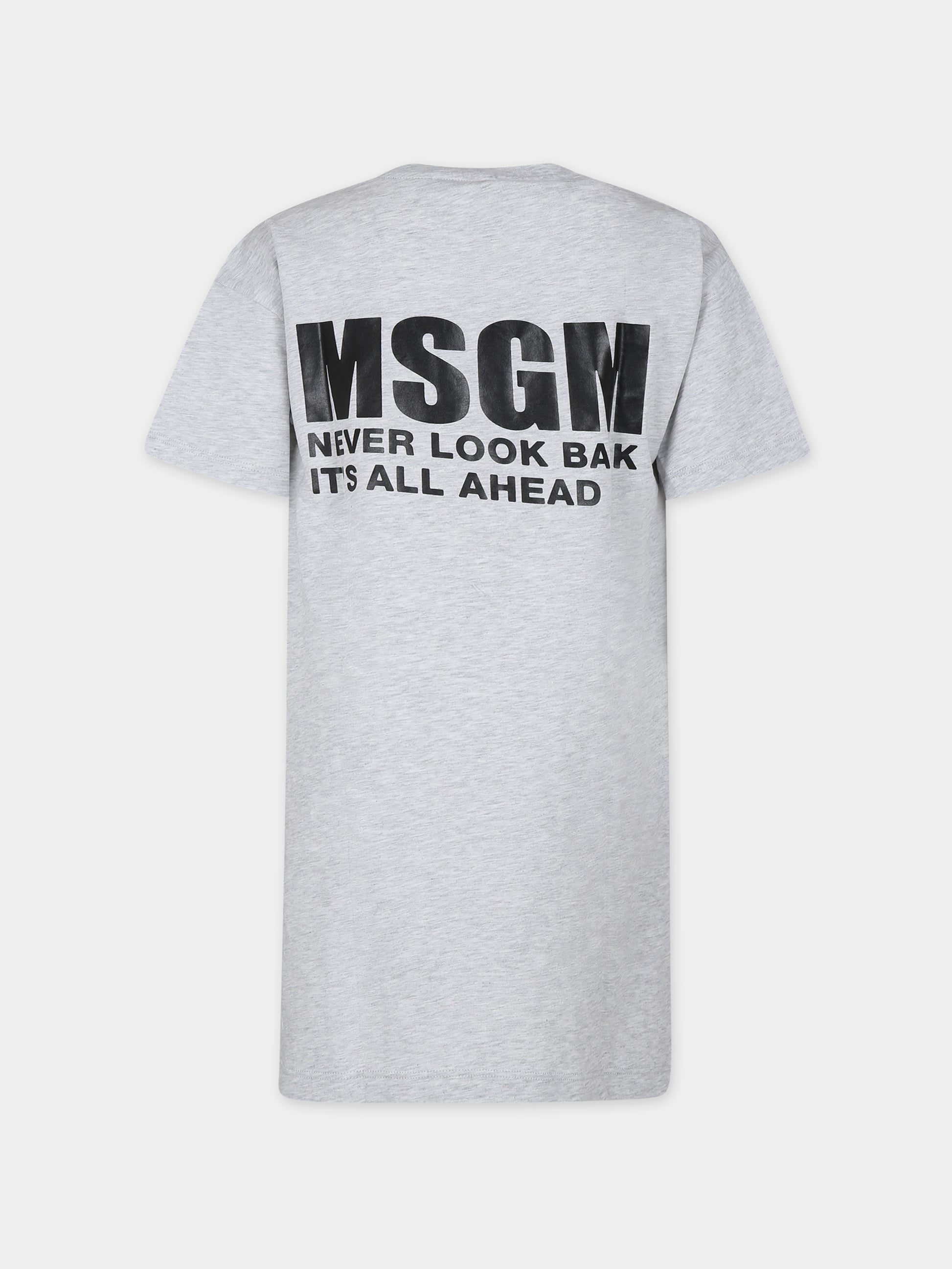 Vestito grigio per bambina con logo,Msgm Kids,S4MSJGDR031 107