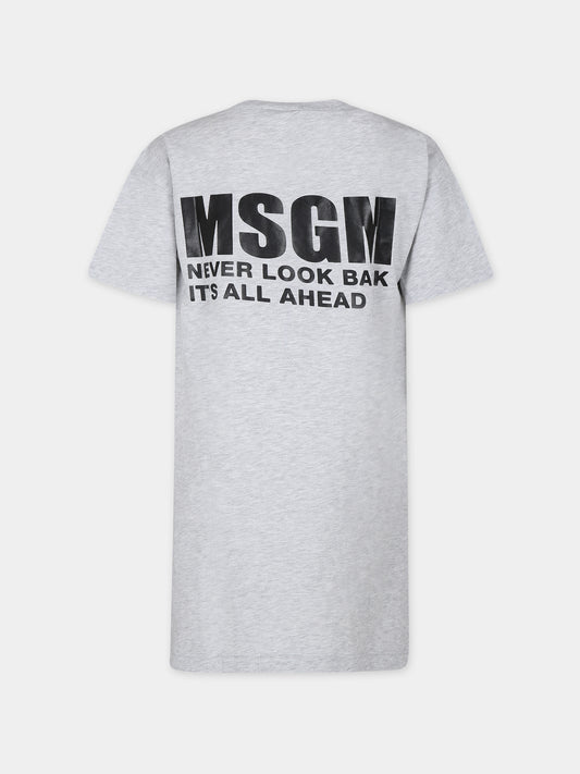 Vestito grigio per bambina con logo,Msgm Kids,S4MSJGDR031 107