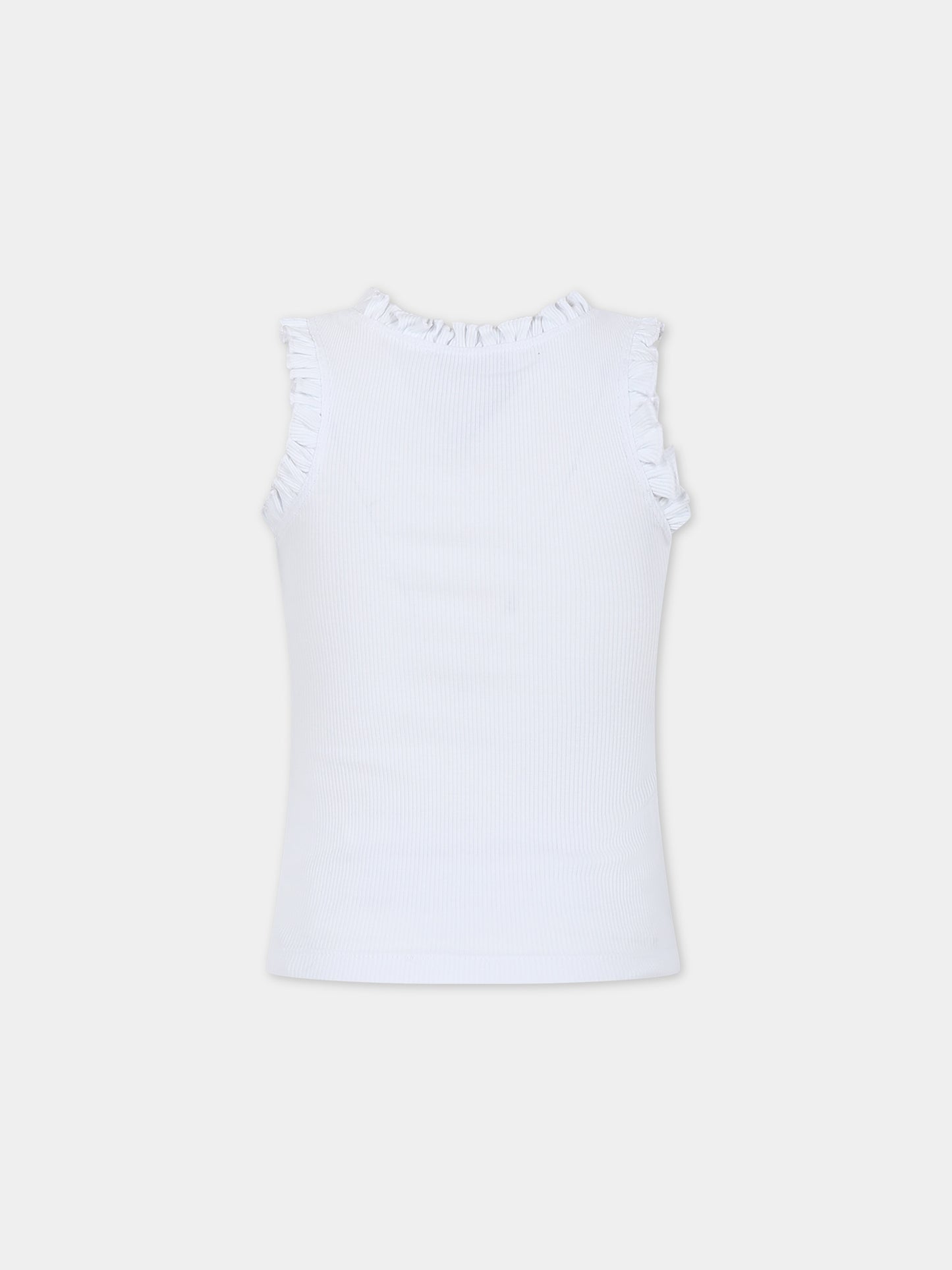 Canotta bianca per bambina con rouches,Msgm Kids,S4MSJGTA081 001
