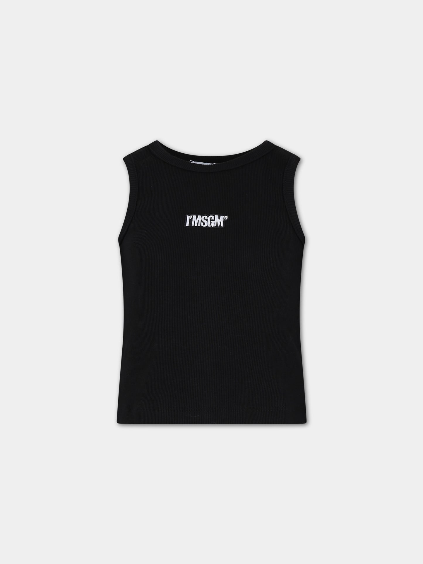 Canotta nera per bambina con logo,Msgm Kids,S4MSJGTA314 110