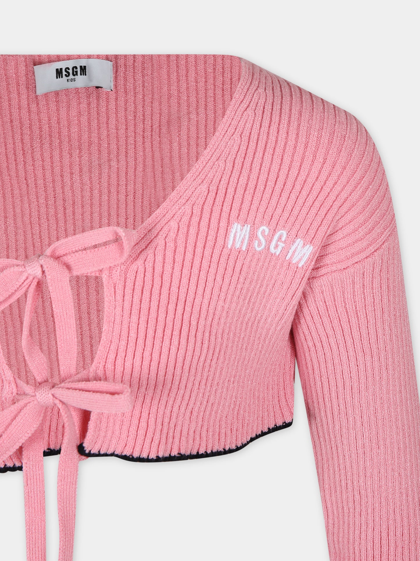 Cardigan rosa per bambina con logo,Msgm Kids,S4MSJGCA127 042