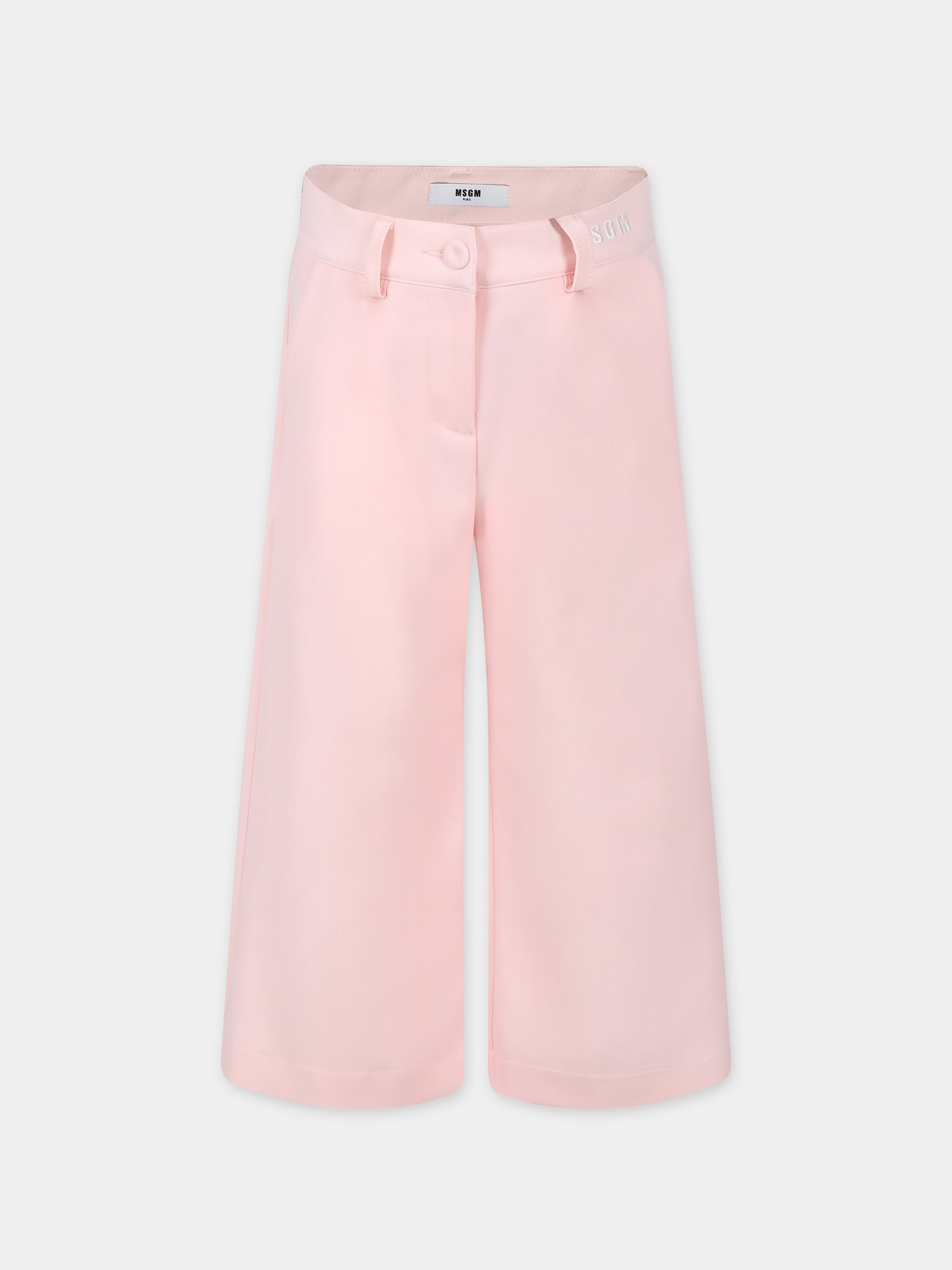 Pantaloni rosa per bambina con logo,Msgm Kids,S4MSJGPA090 049