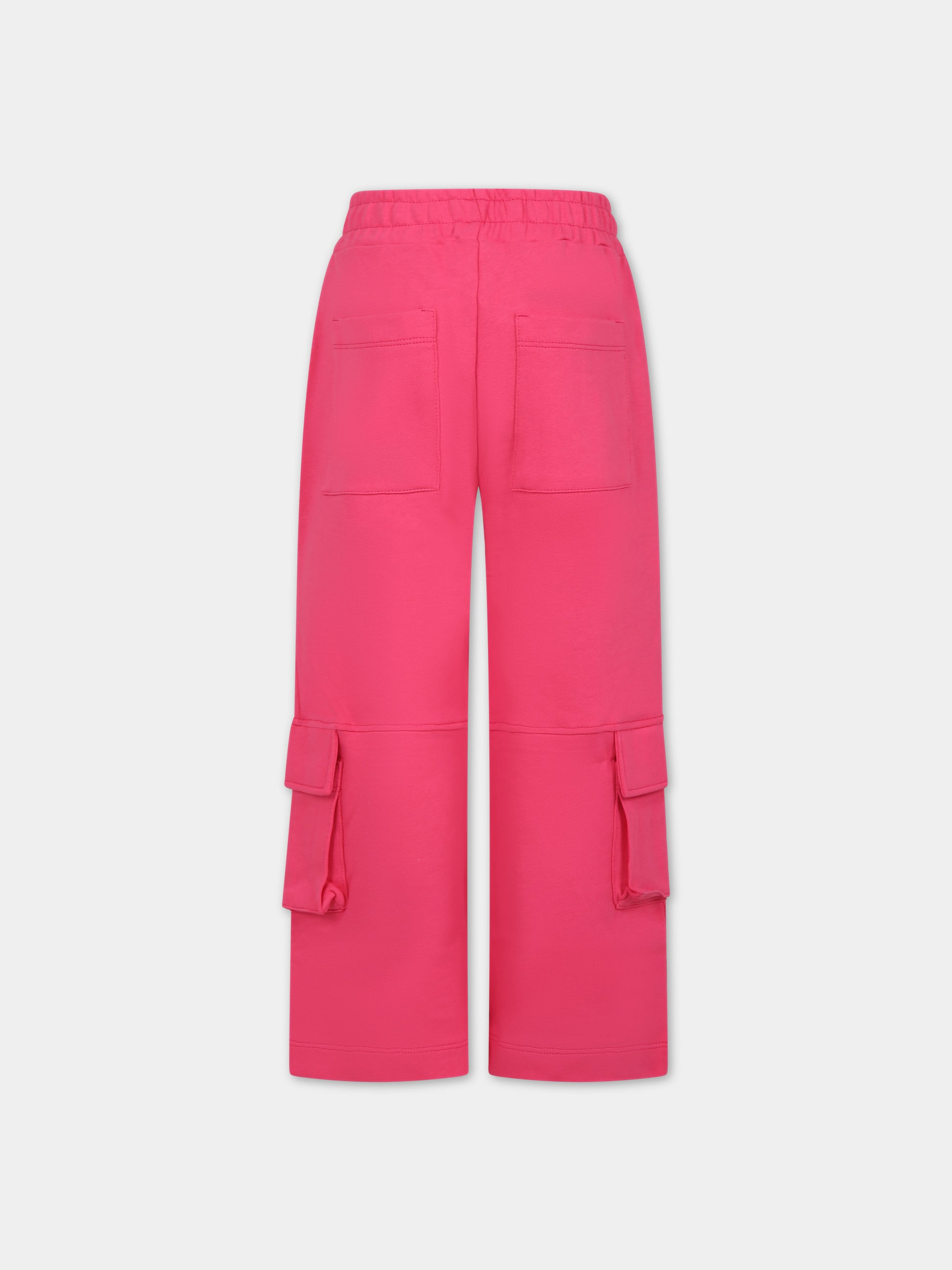 Pantaloni fucsia per bambina con logo,Msgm Kids,S4MSJUFP019 044