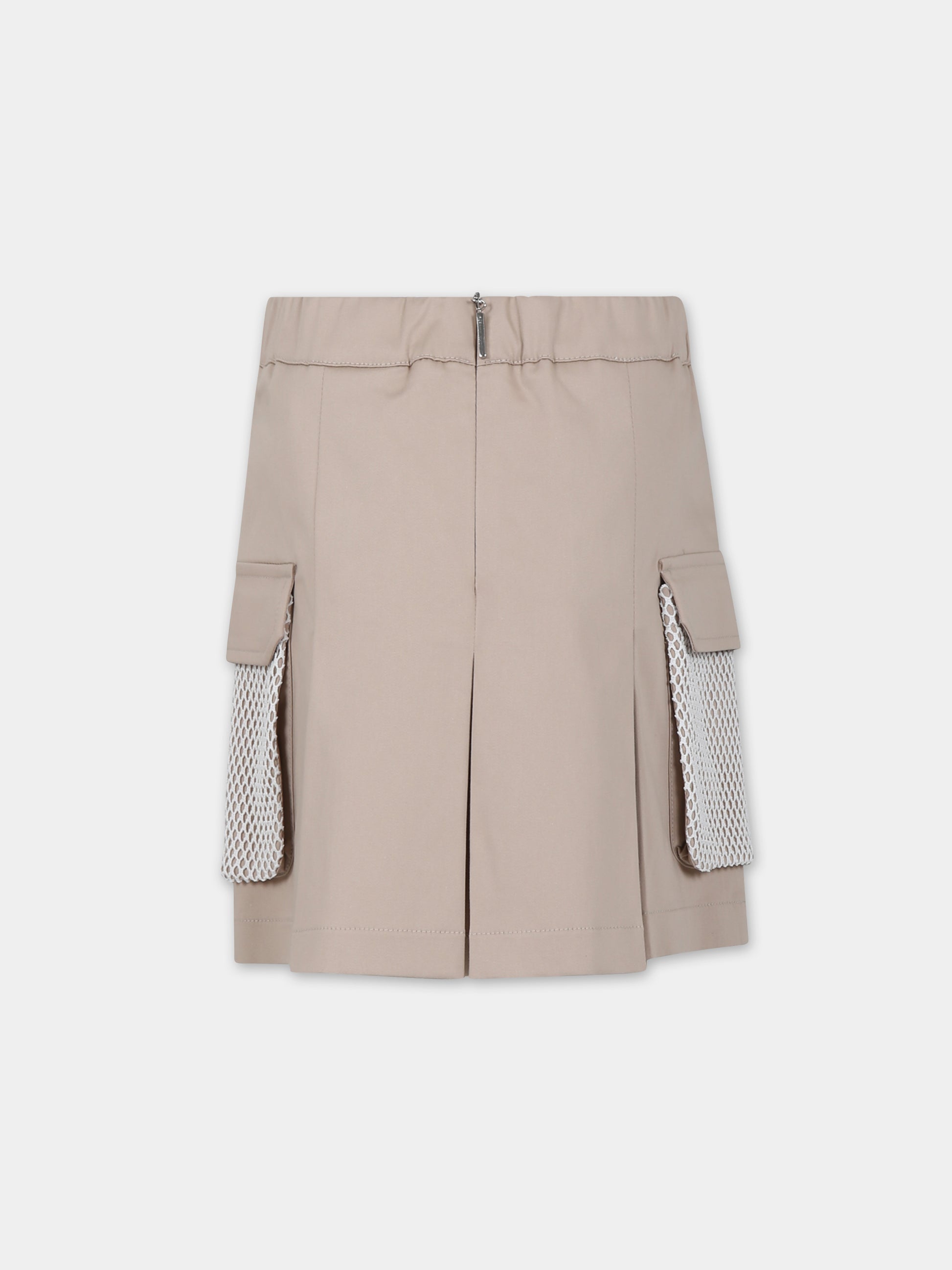 Gonna beige per bambina con logo,Msgm Kids,S4MSJGSK075 015