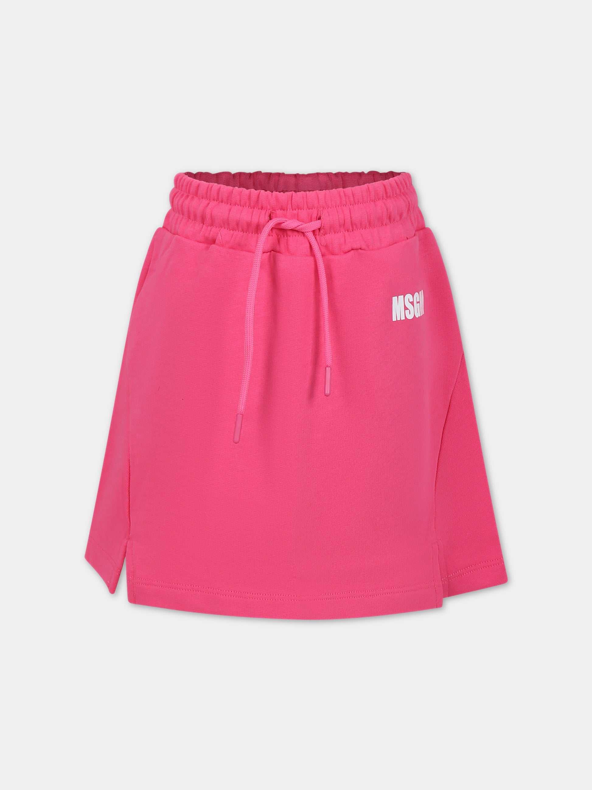 Gonna fucsia per bambina con logo e scritta,Msgm Kids,S4MSJGSK030 044