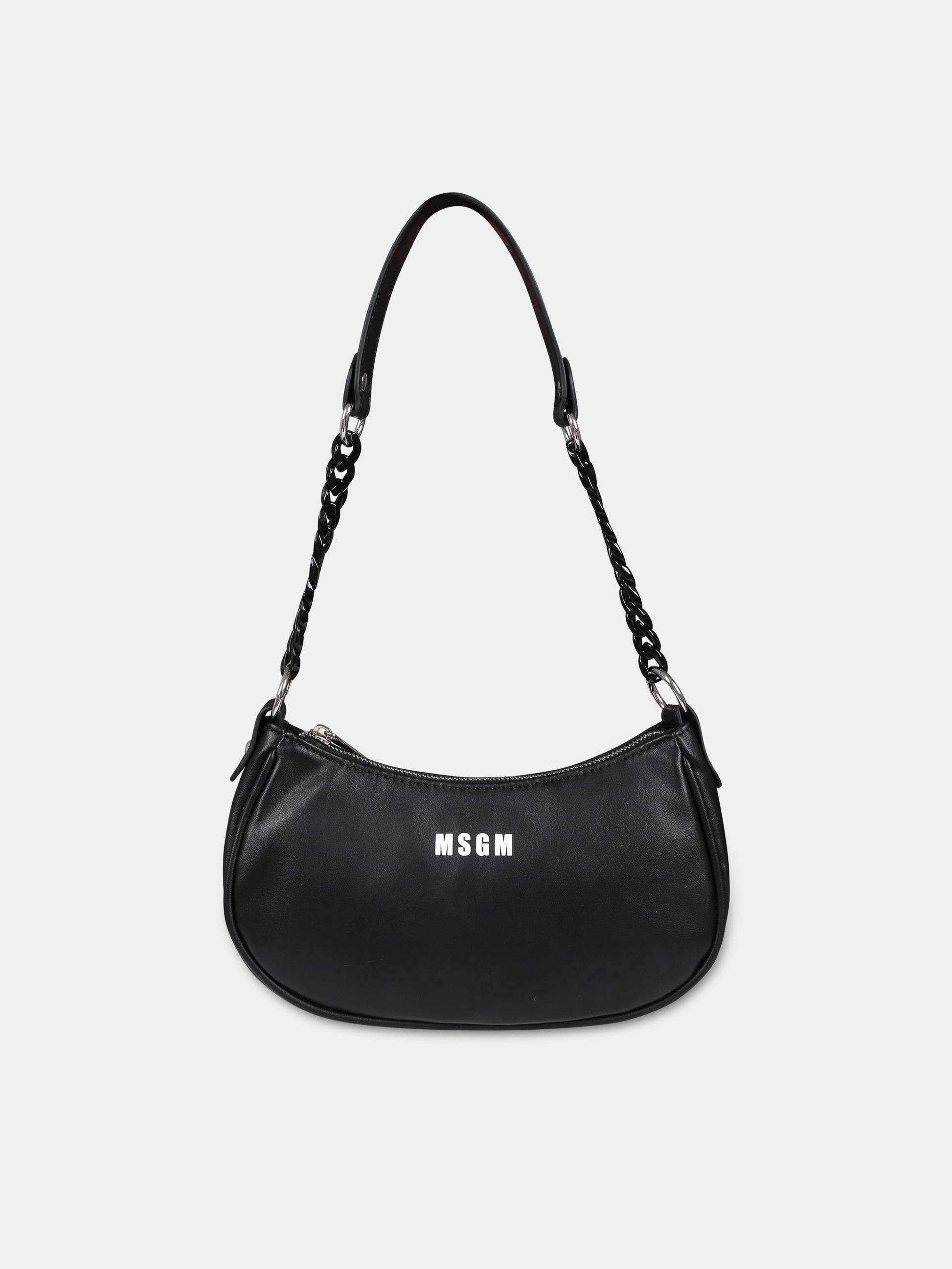 Borsa nera per bambina con logo,Msgm Kids,S4MSJGBA054 110