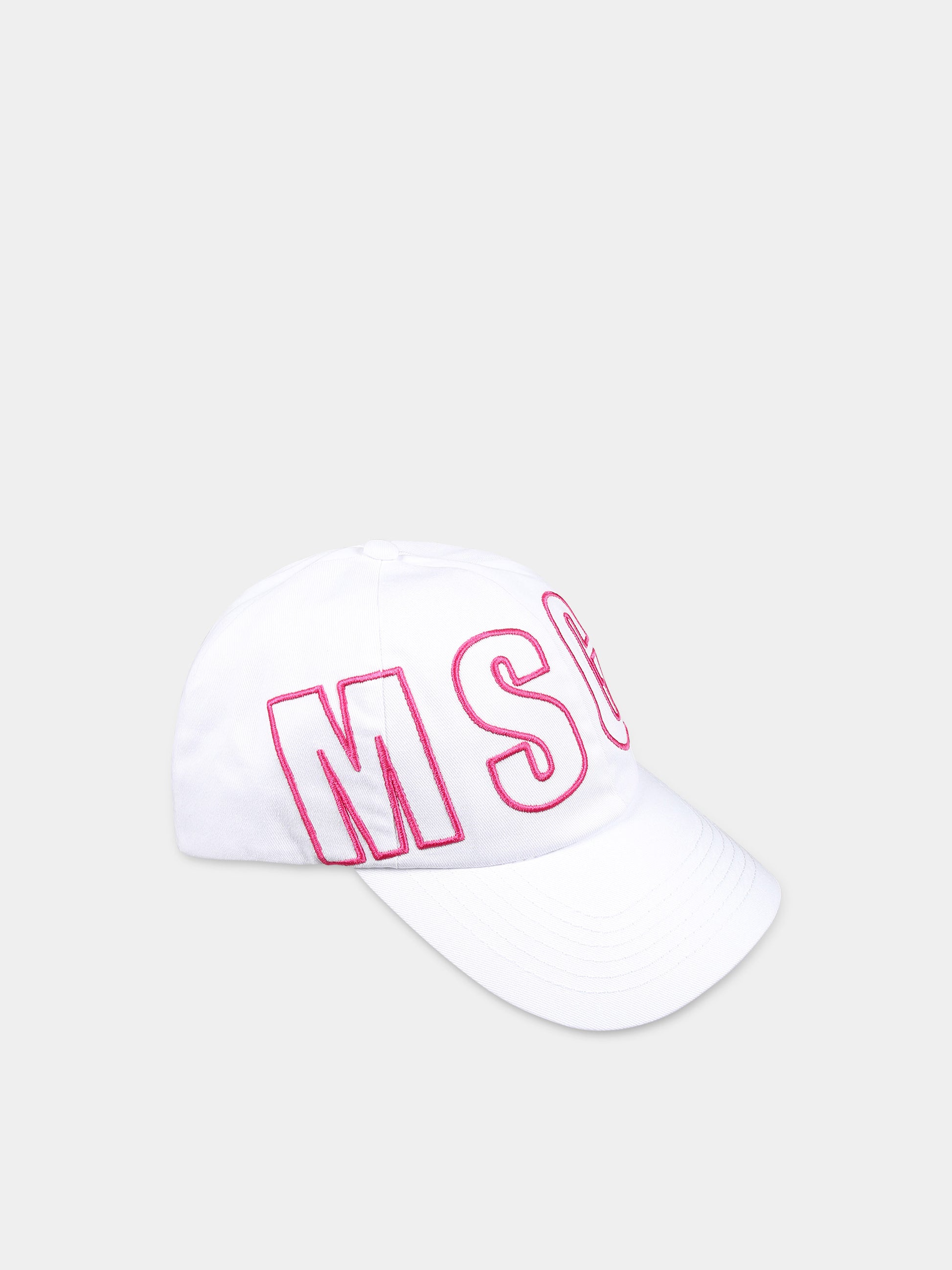 Cappello bianco per bambina con logo,Msgm Kids,S4MSJUBC016 001