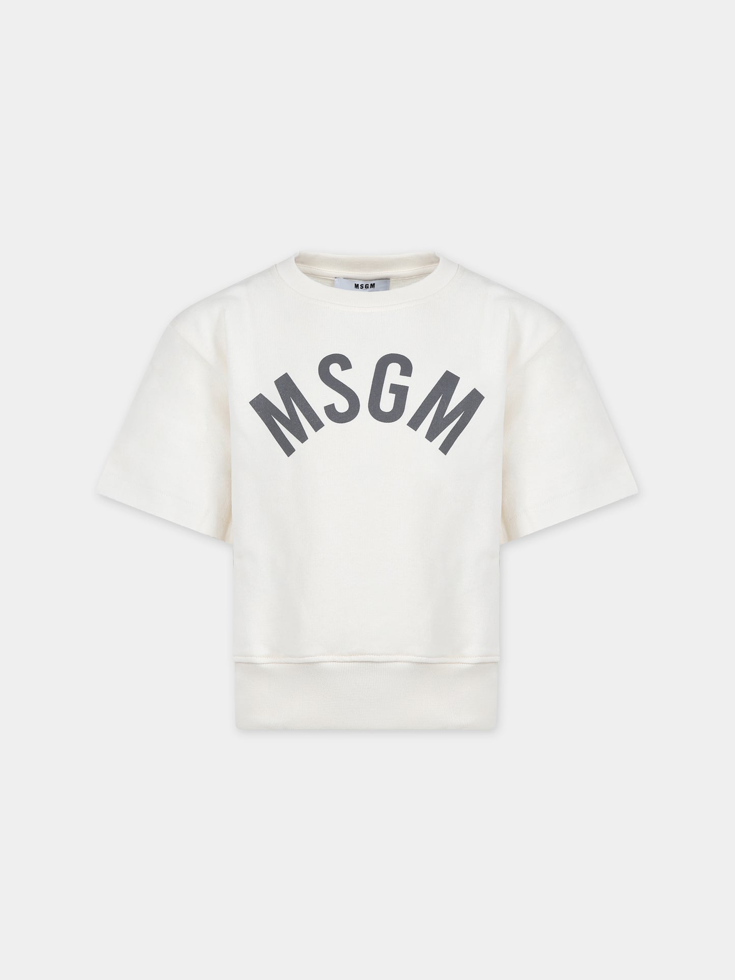 Felpa avorio per bambino con logo,Msgm Kids,S4MSJBSW263 013