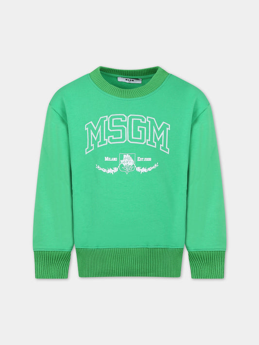 Felpa verde per bambino con logo,Msgm Kids,S4MSJBSW276 080