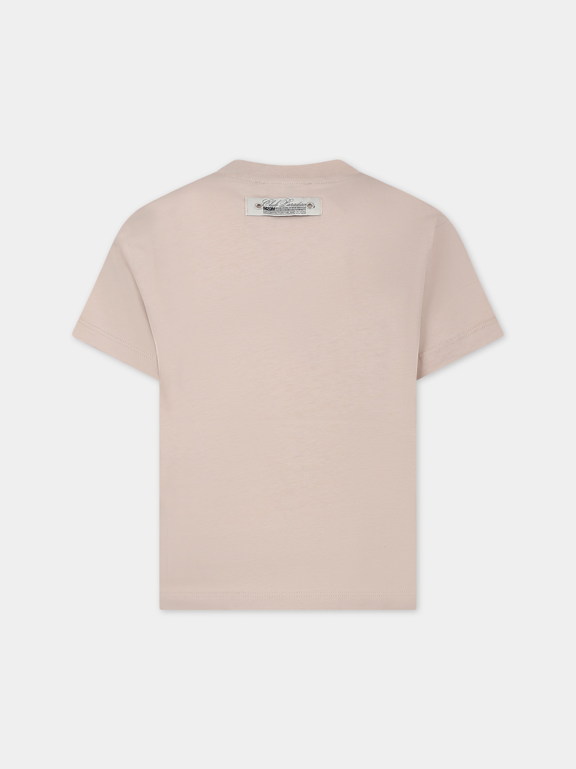 T-shirt beige per bambino con logo,Msgm Kids,S4MSJBTH265 015