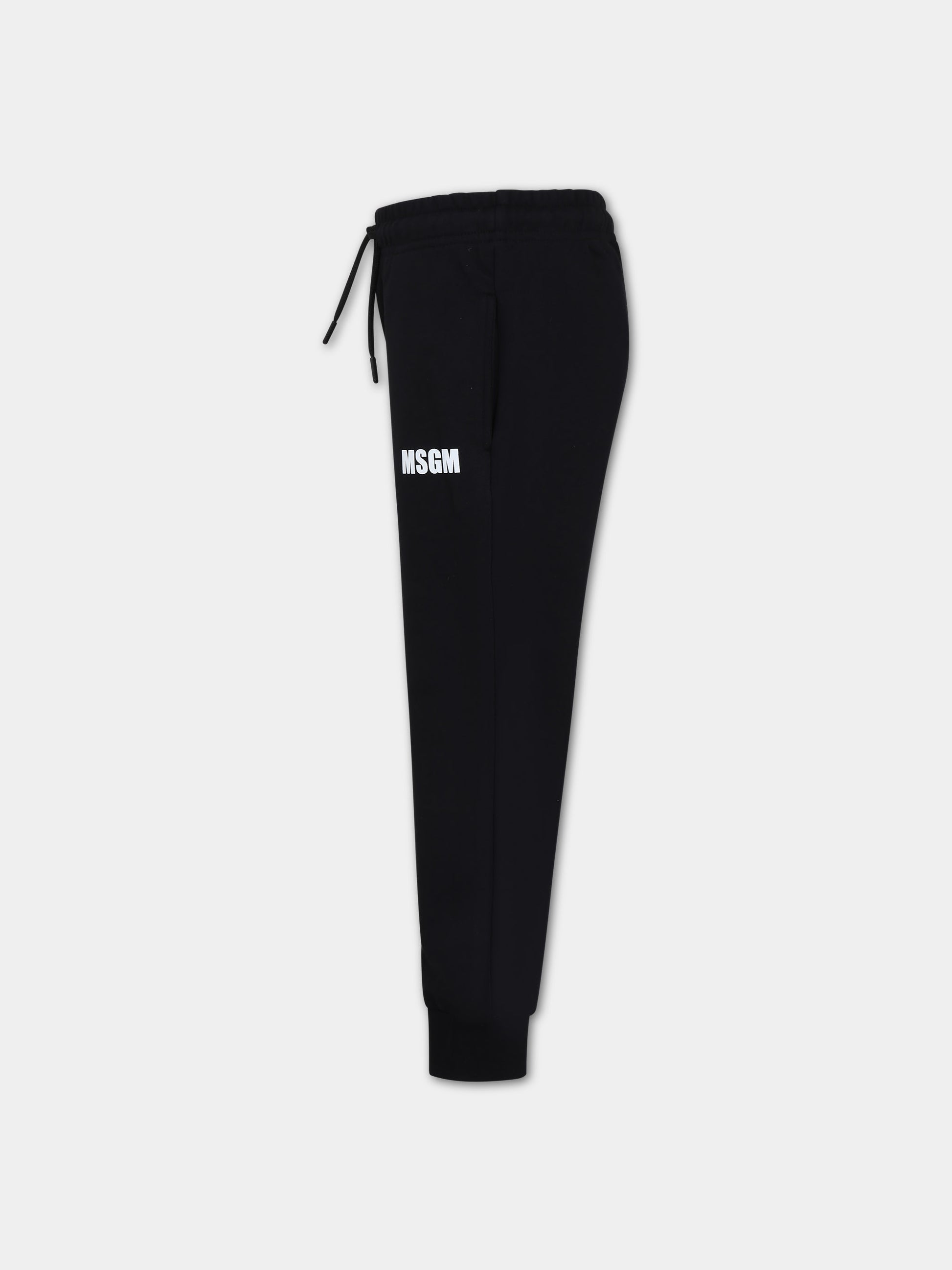 Pantaloni neri per bambini con logo,Msgm Kids,S4MSJUFP130 110