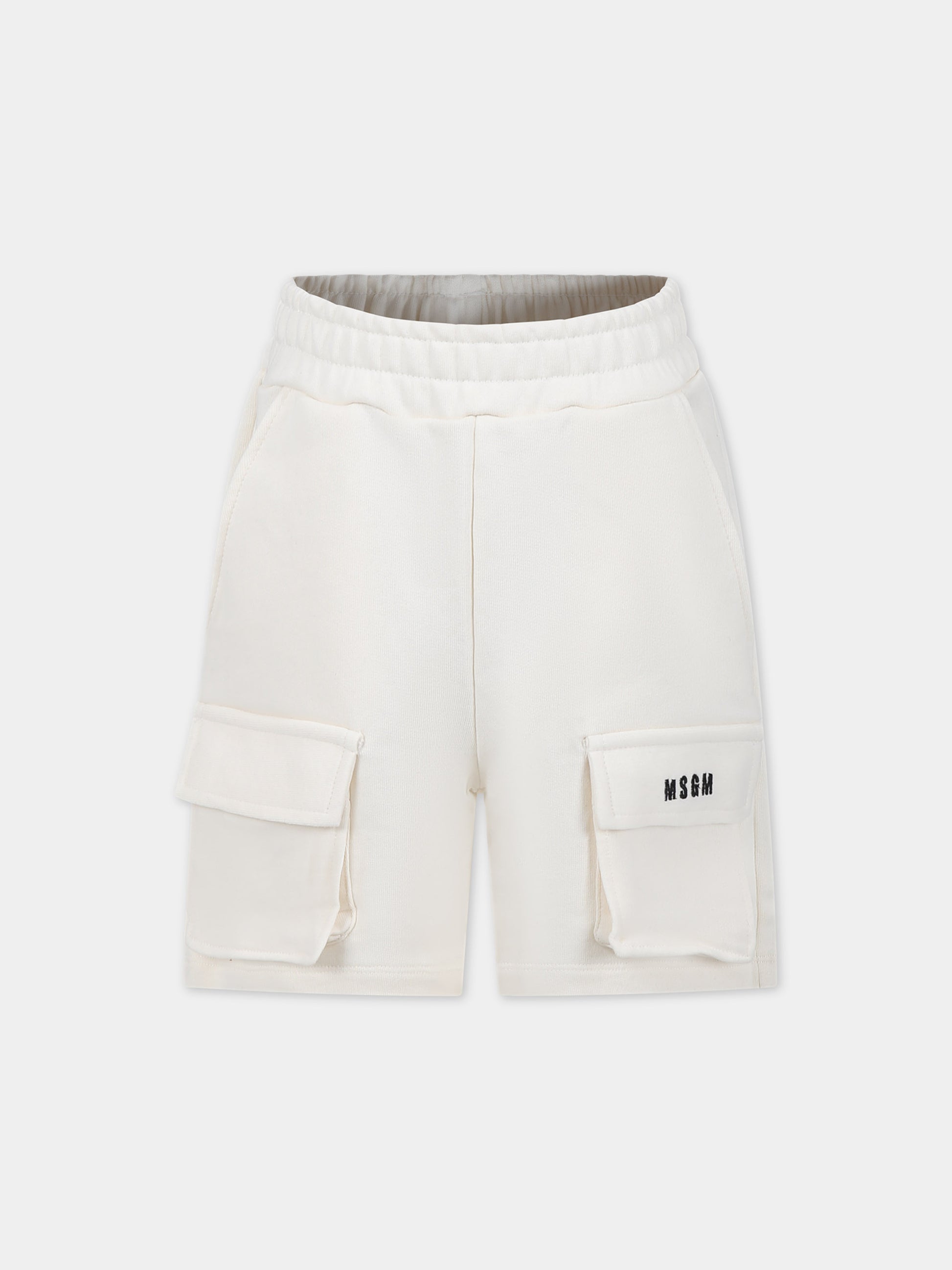 Shorts avorio per bambino con logo,Msgm Kids,S4MSJUBE002 013