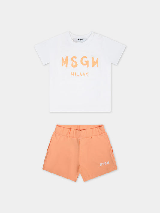 Completo arancione per neonata con logo,Msgm Kids,S4MSNBTR320 001/76