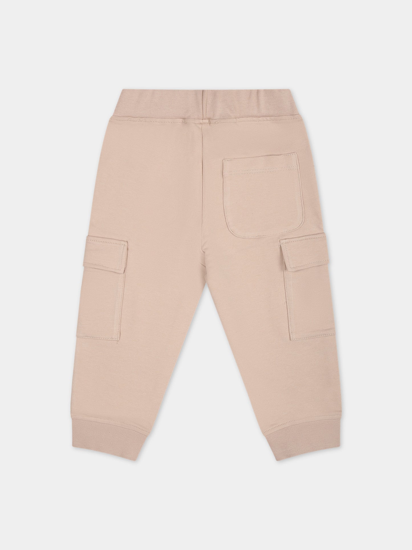 Pantaloni beige per neonato con logo,Msgm Kids,S4MSNBFP310 015