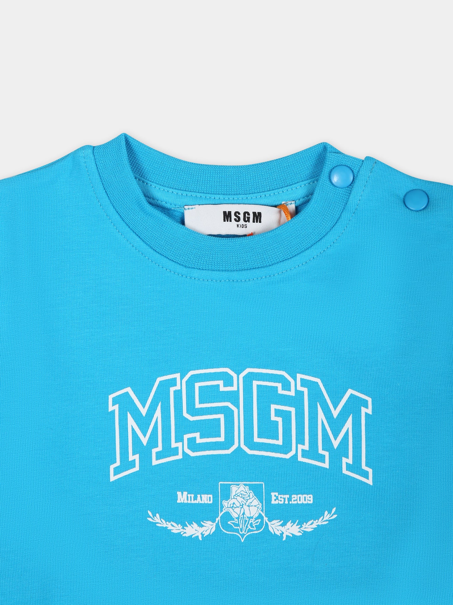 Felpa azzurra per neonato con logo,Msgm Kids,S4MSNBSW307 051