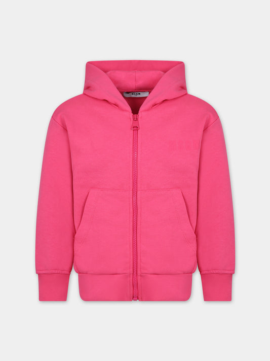 Felpa fucsia per bambina con logo,Msgm Kids,S4MSJUZH015 044