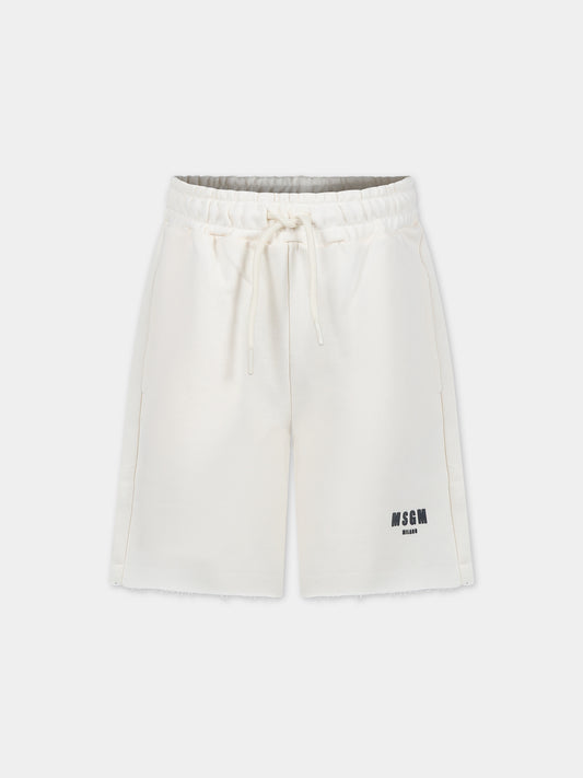 Shorts avorio per bambino con logo,Msgm Kids,S4MSJBBE268 013