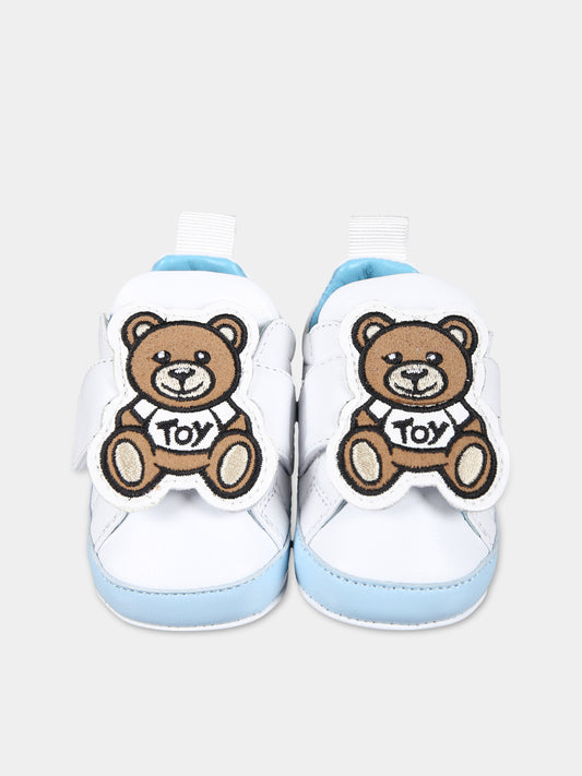 Sneakers bianche per neonato con Teddy Bear,Moschino Kids,77279 2