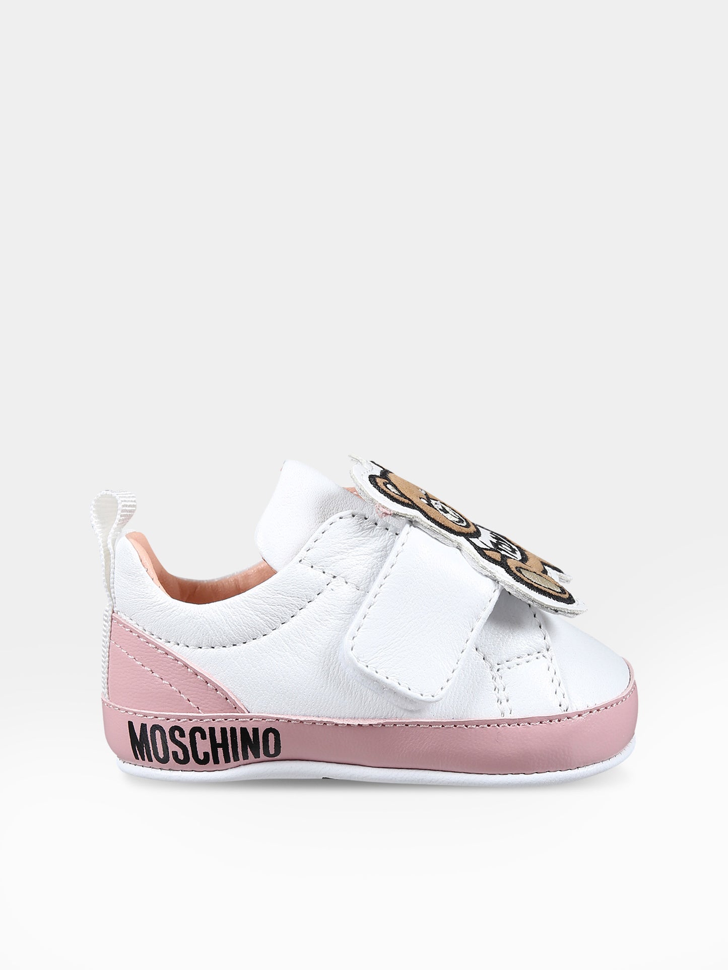 Sneakers bianche per neonata con Teddy Bear,Moschino Kids,77279 1