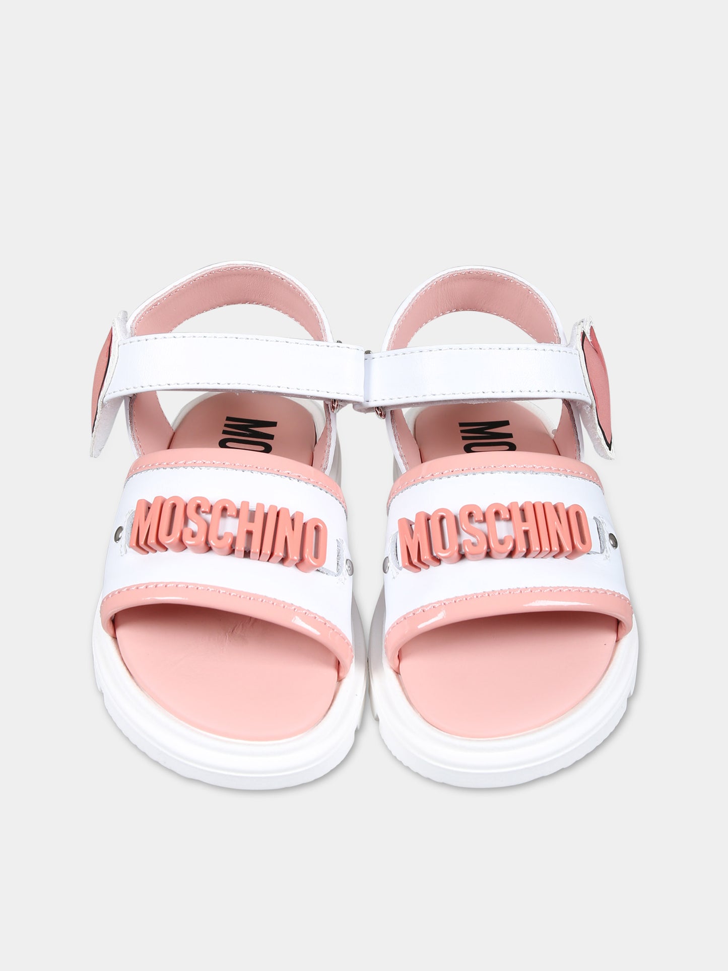 Sandali bianchi per bambina con cuore,Moschino Kids,77317 1