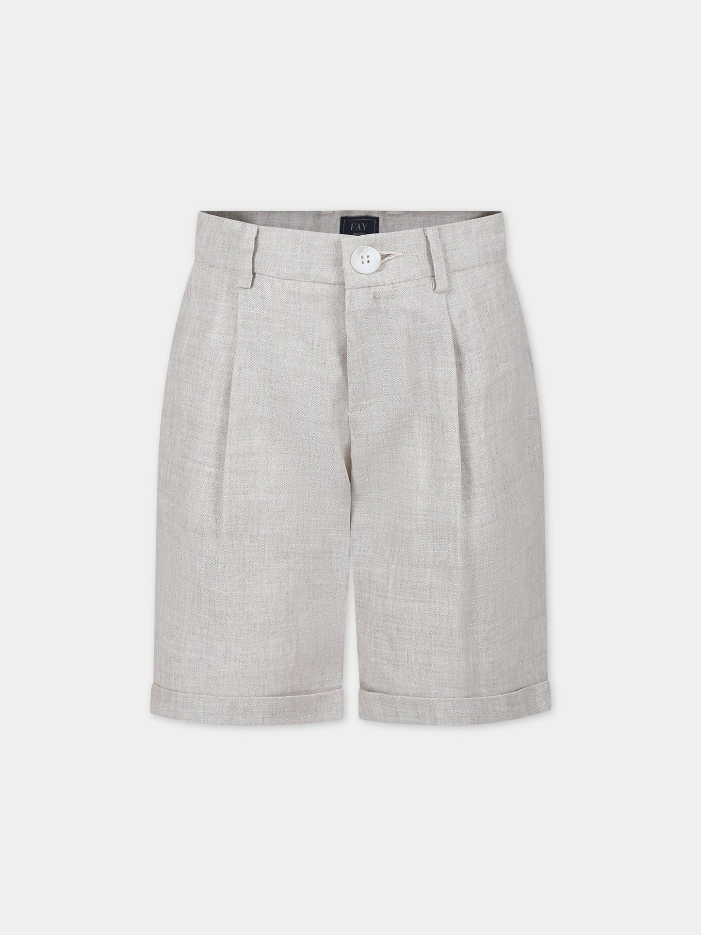 Shorts beige per bambino con logo,Fay Kids,FU6P19 I0215 166