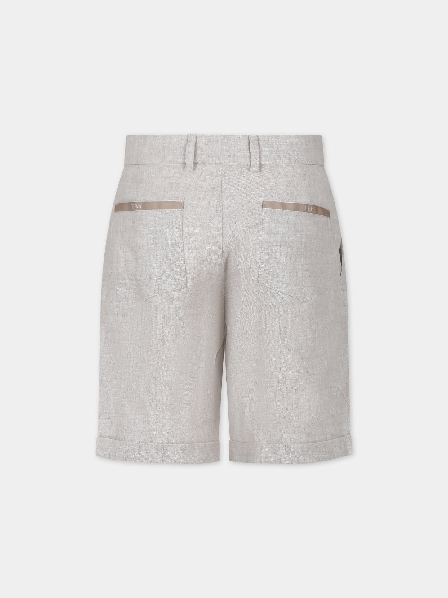 Shorts beige per bambino con logo,Fay Kids,FU6P19 I0215 166