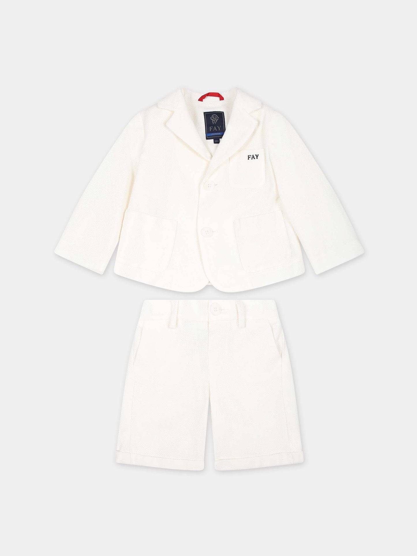 Completo avorio per neonato con logo,Fay Kids,FU3510 J0376 101BC