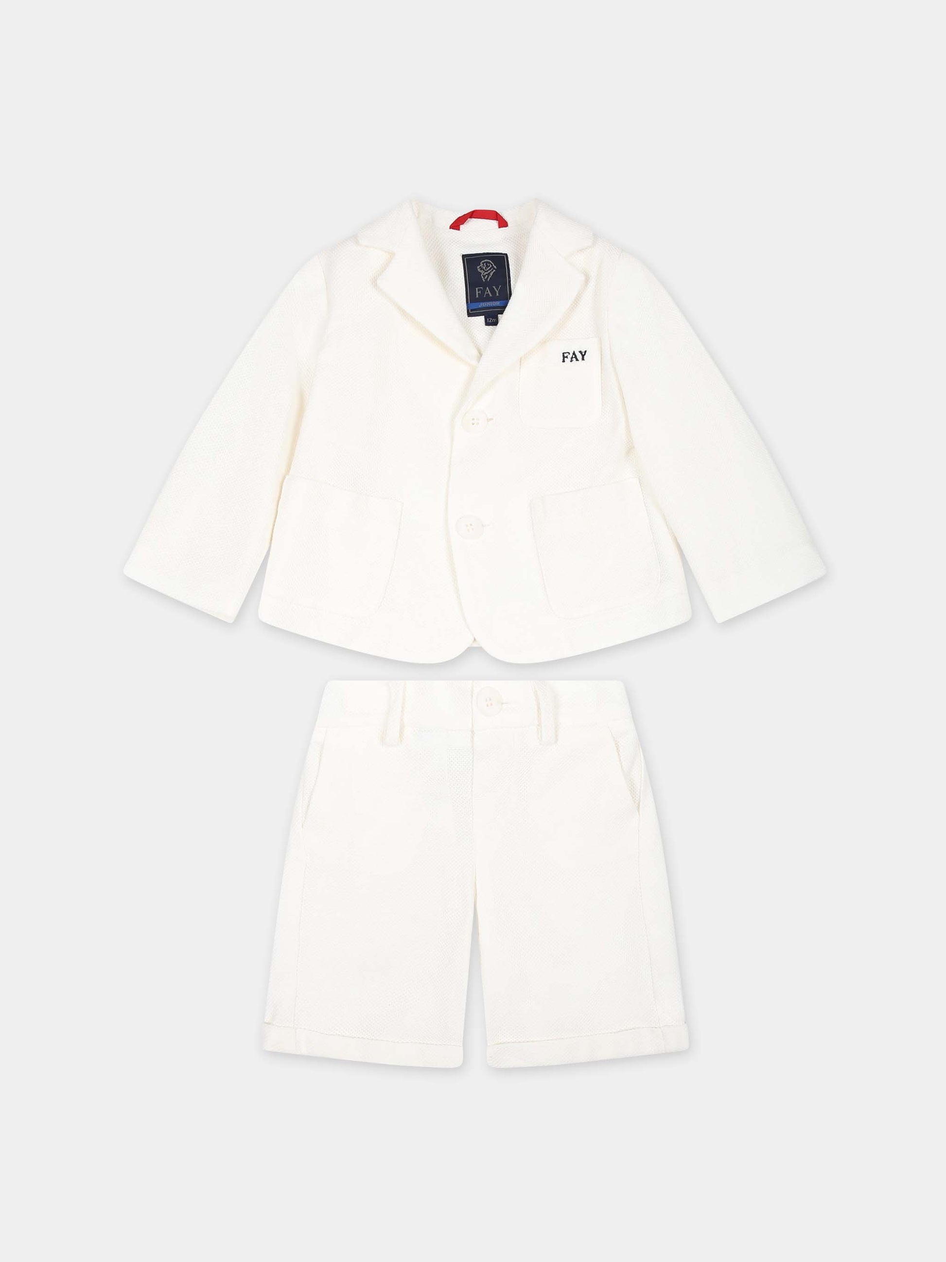 Completo avorio per neonato con logo,Fay Kids,FU3510 J0376 101BC