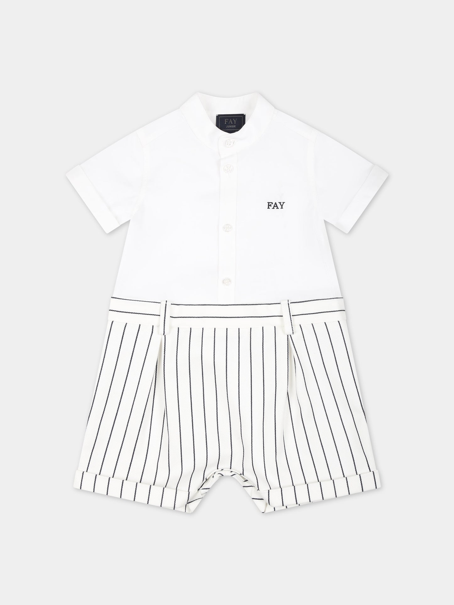 Pagliaccetto bianco per neonato con logo,Fay Kids,FUA501 P0013 100BL