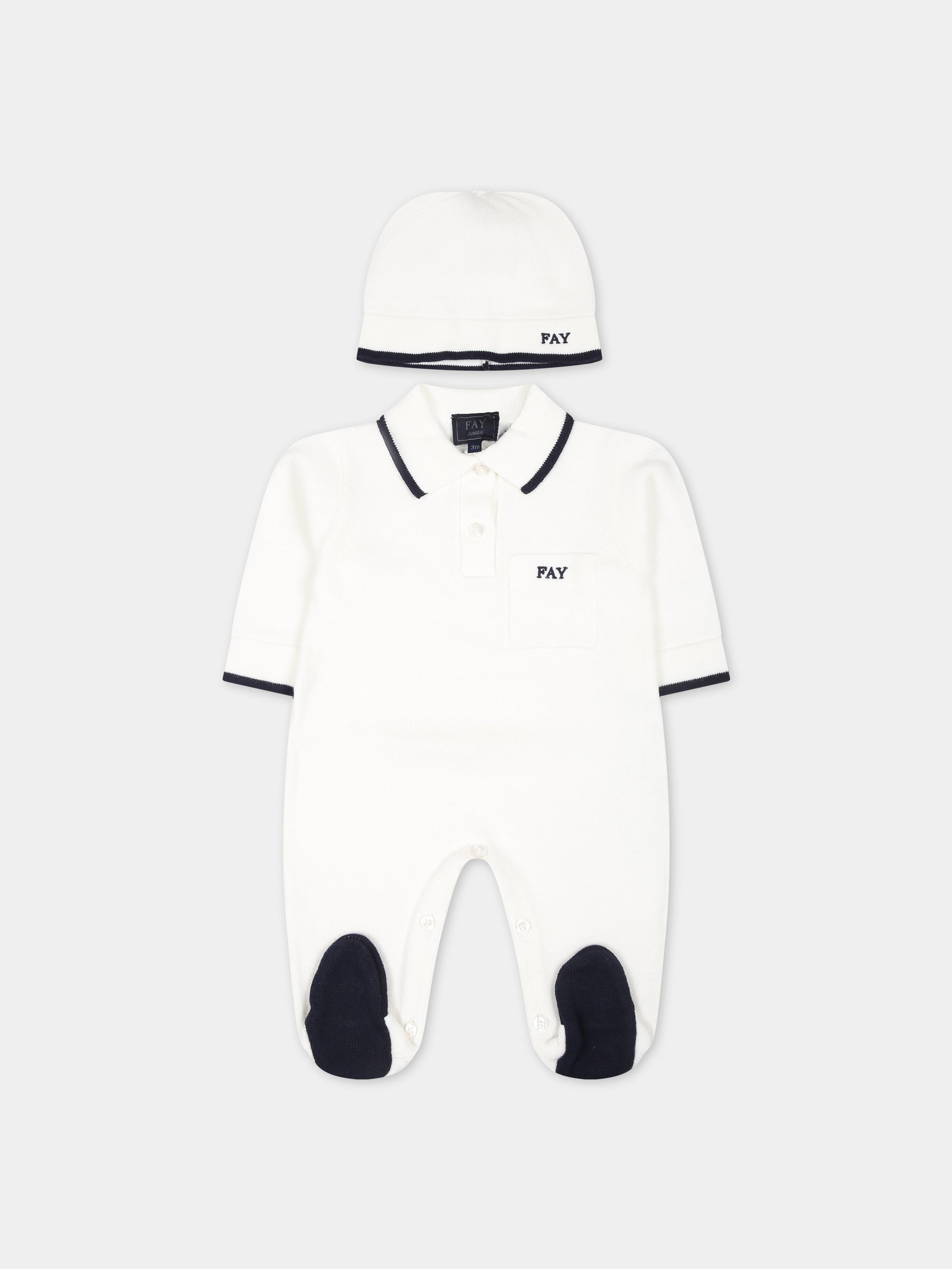 Set bianco per neonato con logo,Fay Kids,FUB520 Z1376 103BL