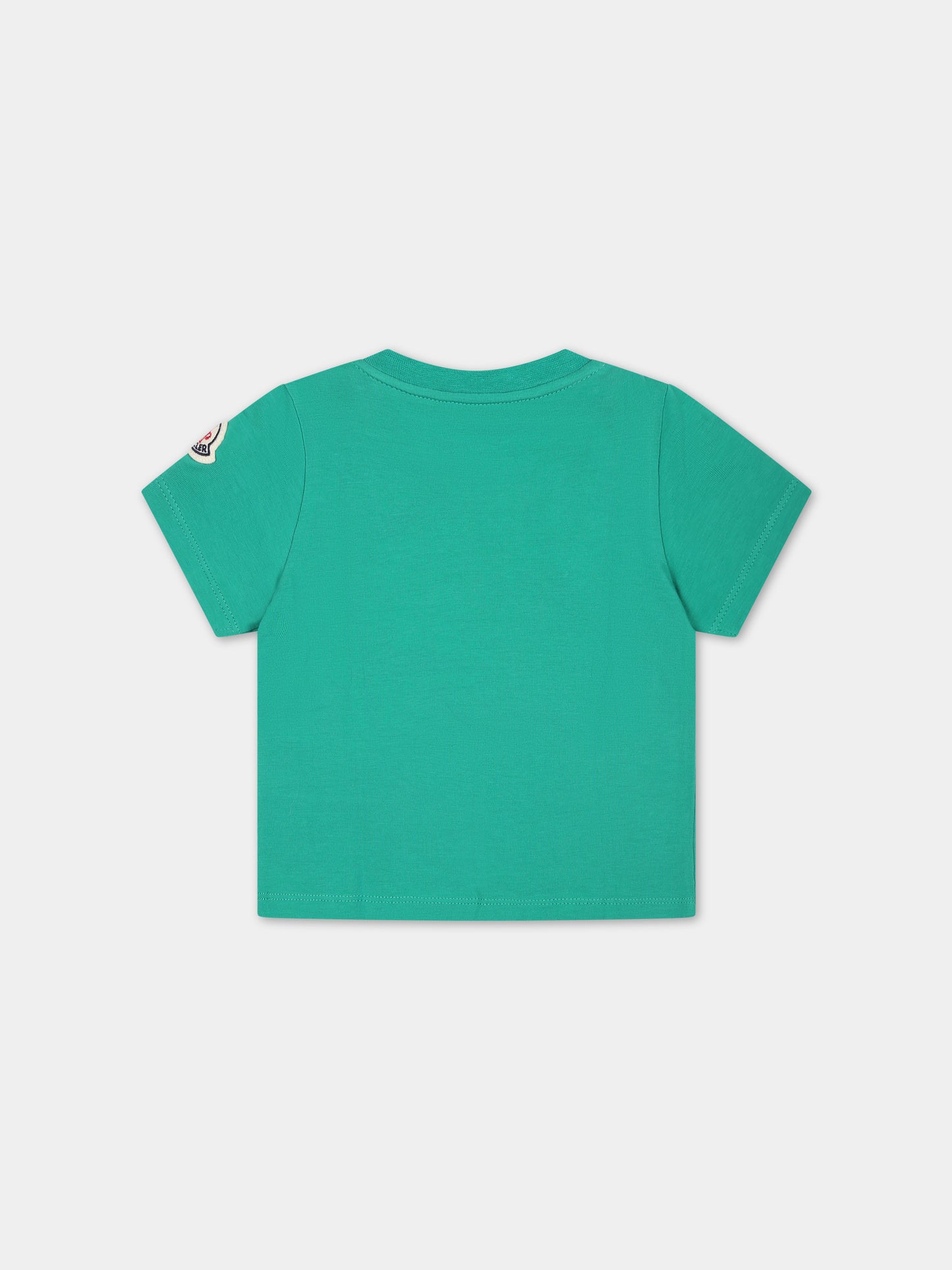 T-shirt verde per neonato con logo,Moncler Kids,951 8C00010 8790N 845