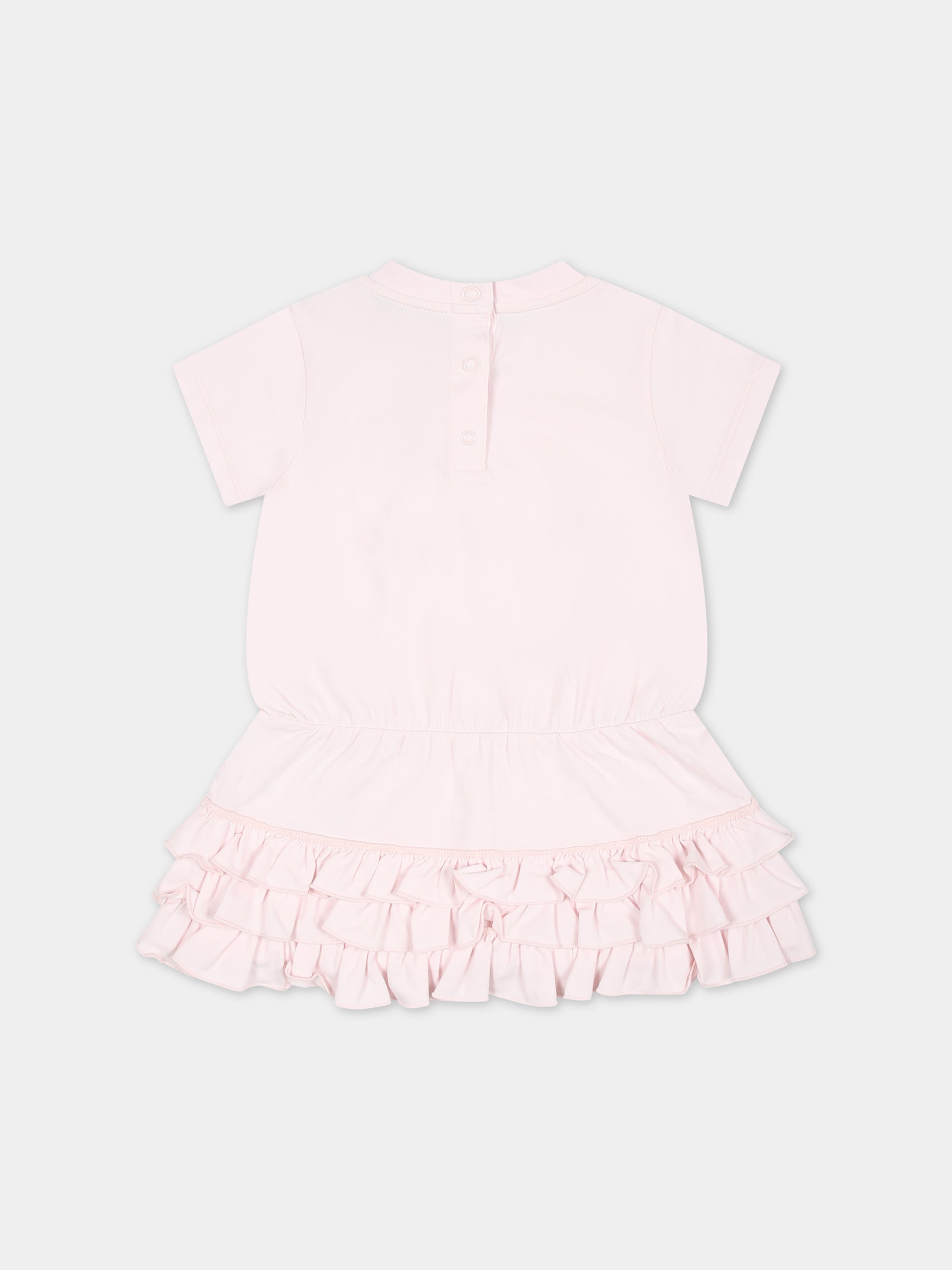 Vestito rosa per neonata con logo,Moncler Kids,951 8I00005 8790N 503