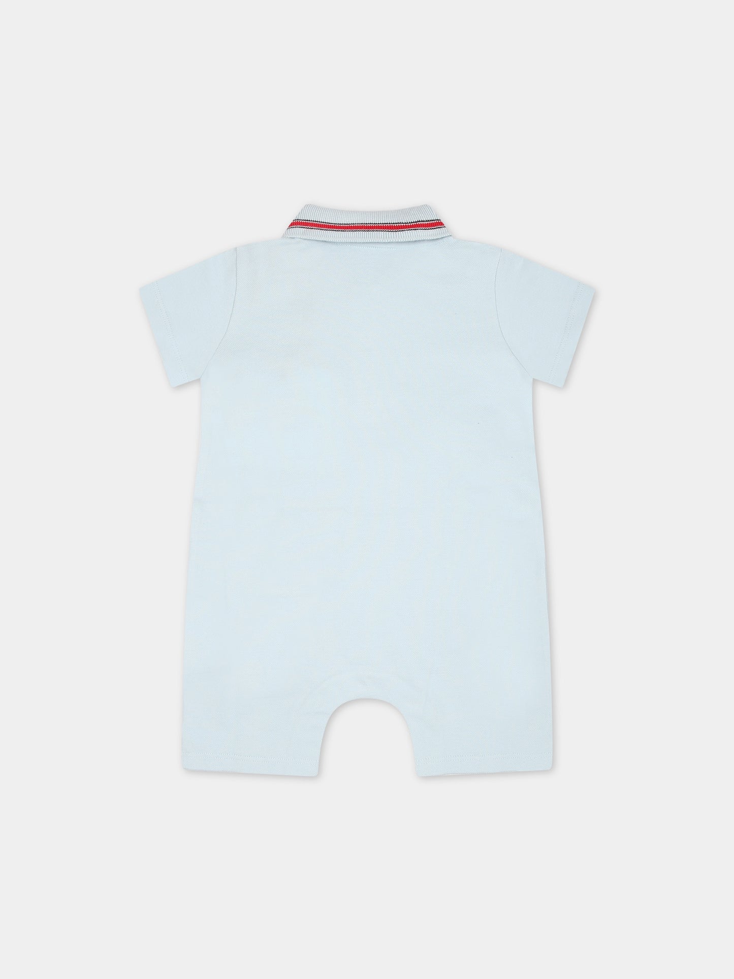 Pagliaccetto celeste per neonato con logo,Moncler Kids,951 8L00011 8496F 70C