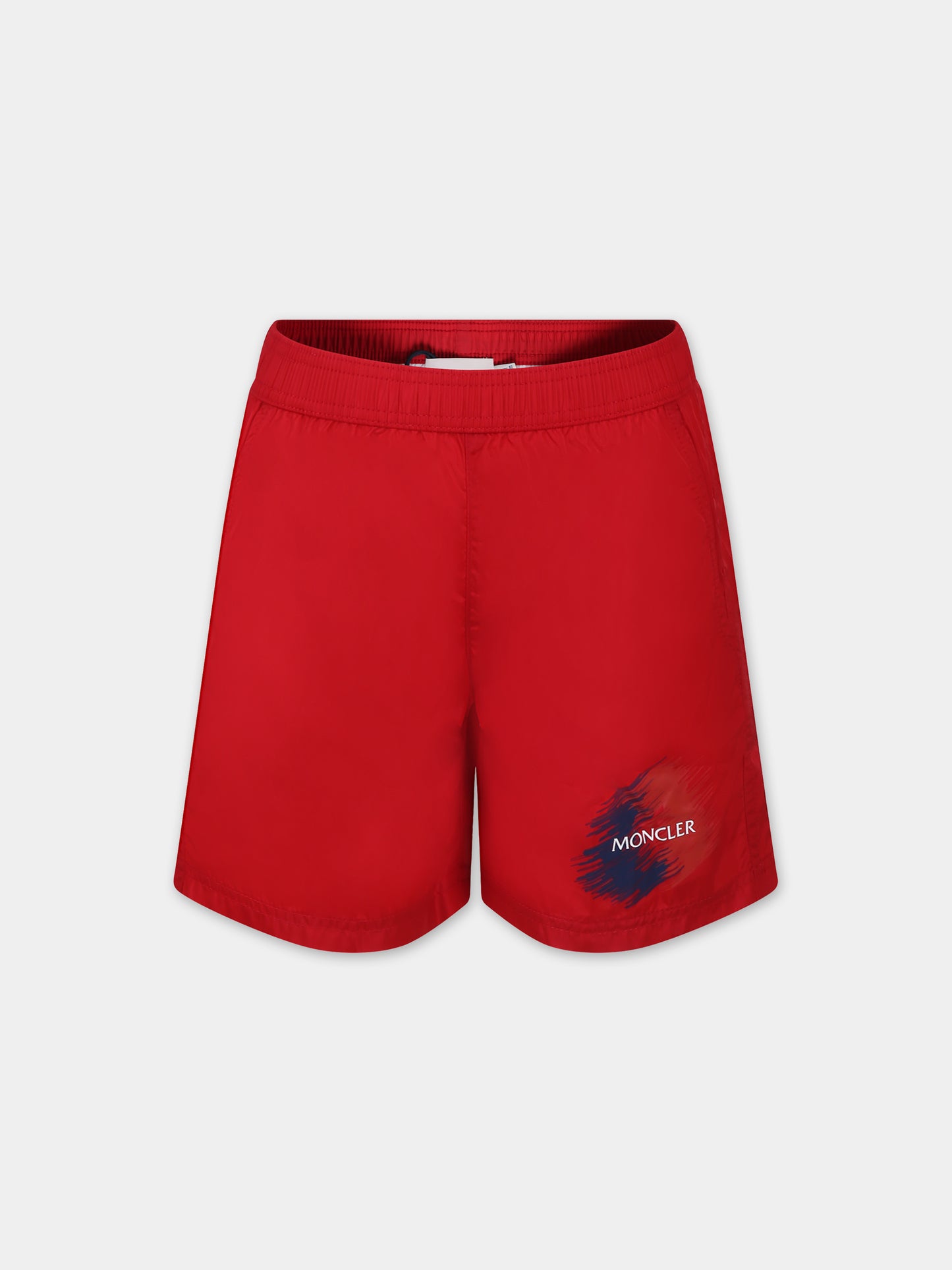 Boxer mare rosso per bambino con logo,Moncler Kids,954 2C00012 53326 45R