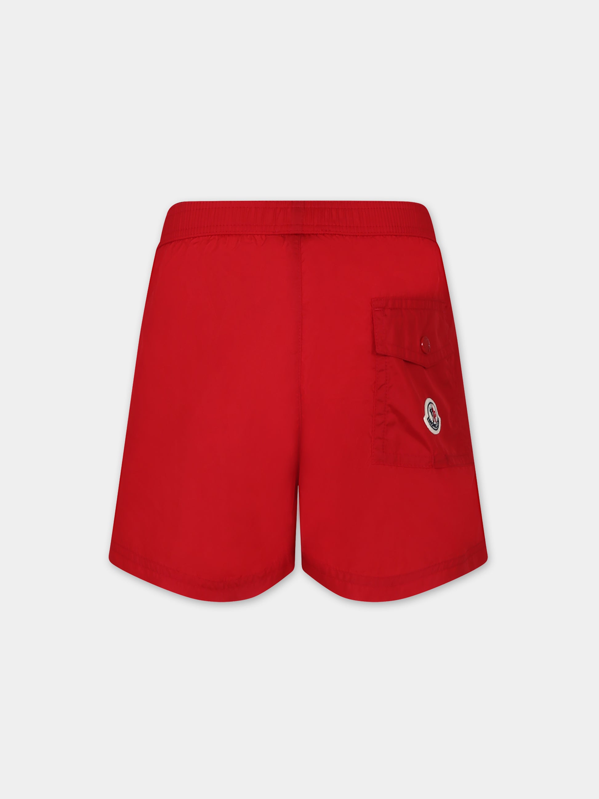 Boxer mare rosso per bambino con logo,Moncler Kids,954 2C00012 53326 45R