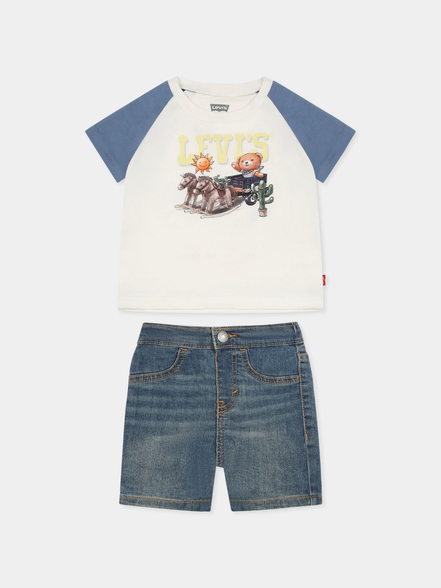 Completo multicolor per neonato con orsetto e logo,Levi's Kids,24SMLK6EK234 X38