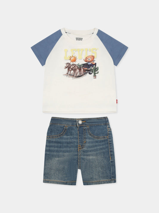 Completo multicolor per neonato con orsetto e logo,Levi's Kids,24SMLK6EK234 X38