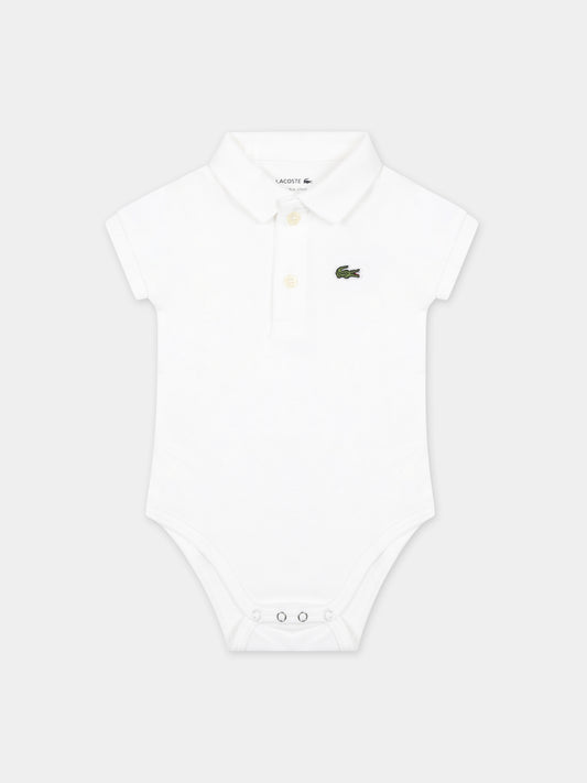 Body bianco per neonati con coccodrillo,Lacoste,4J6963 001