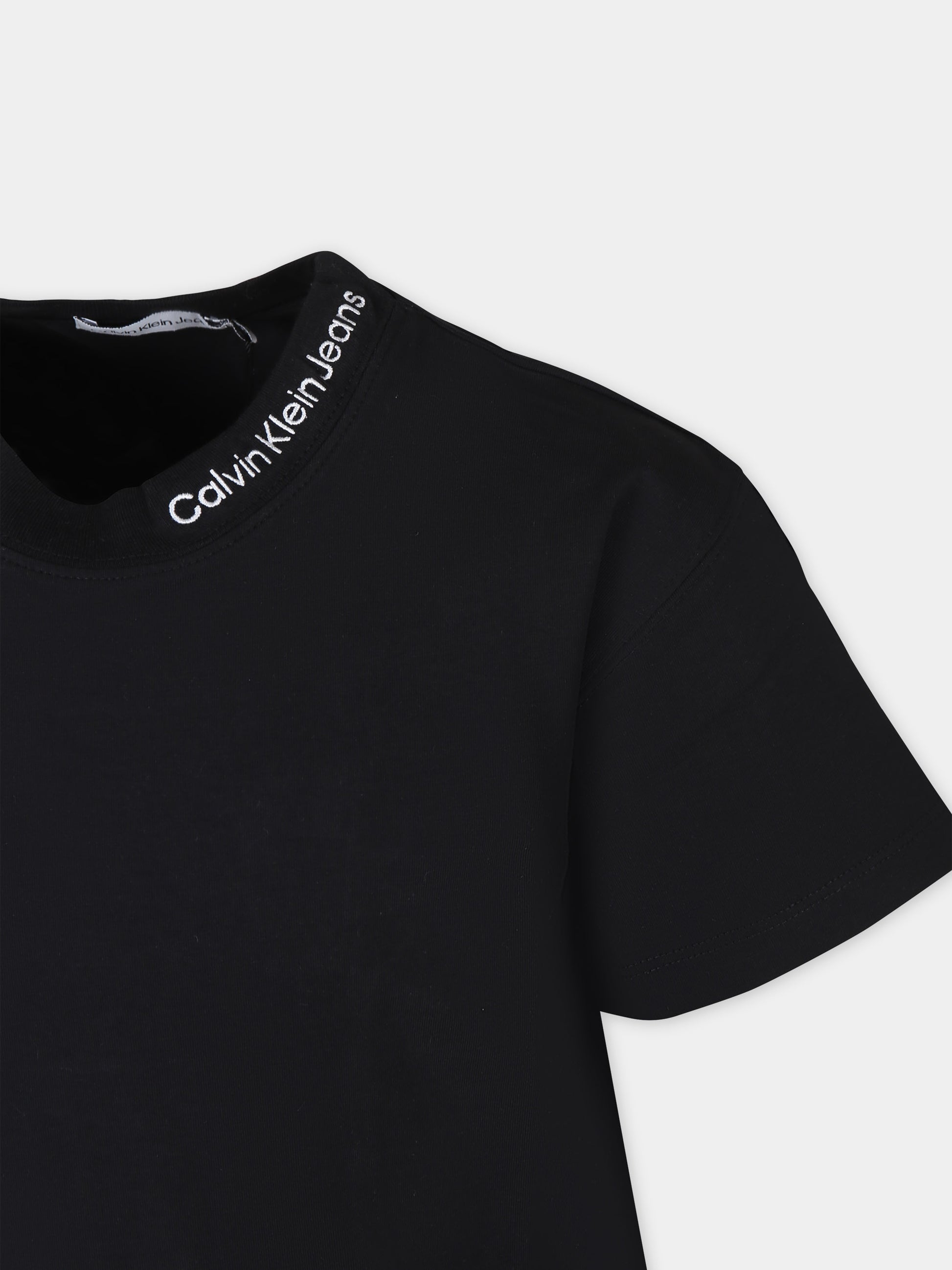 T-shirt nera per bambino con logo,Calvin Klein Kids,24SMCKIB0IB02032 BEH