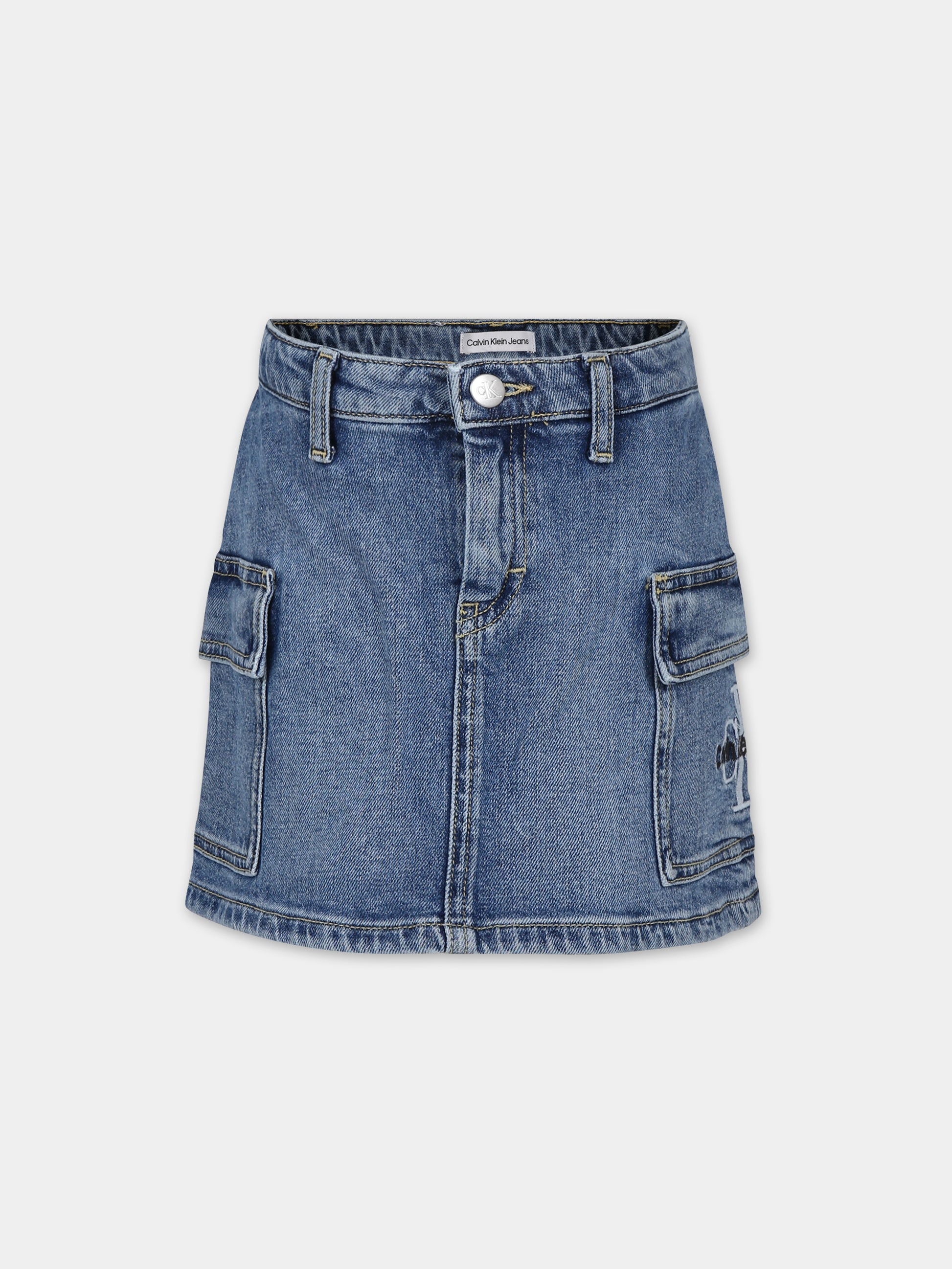 Gonna casual in denim per bambina,Calvin Klein Kids,24SMCKIG0IG02385 1A4