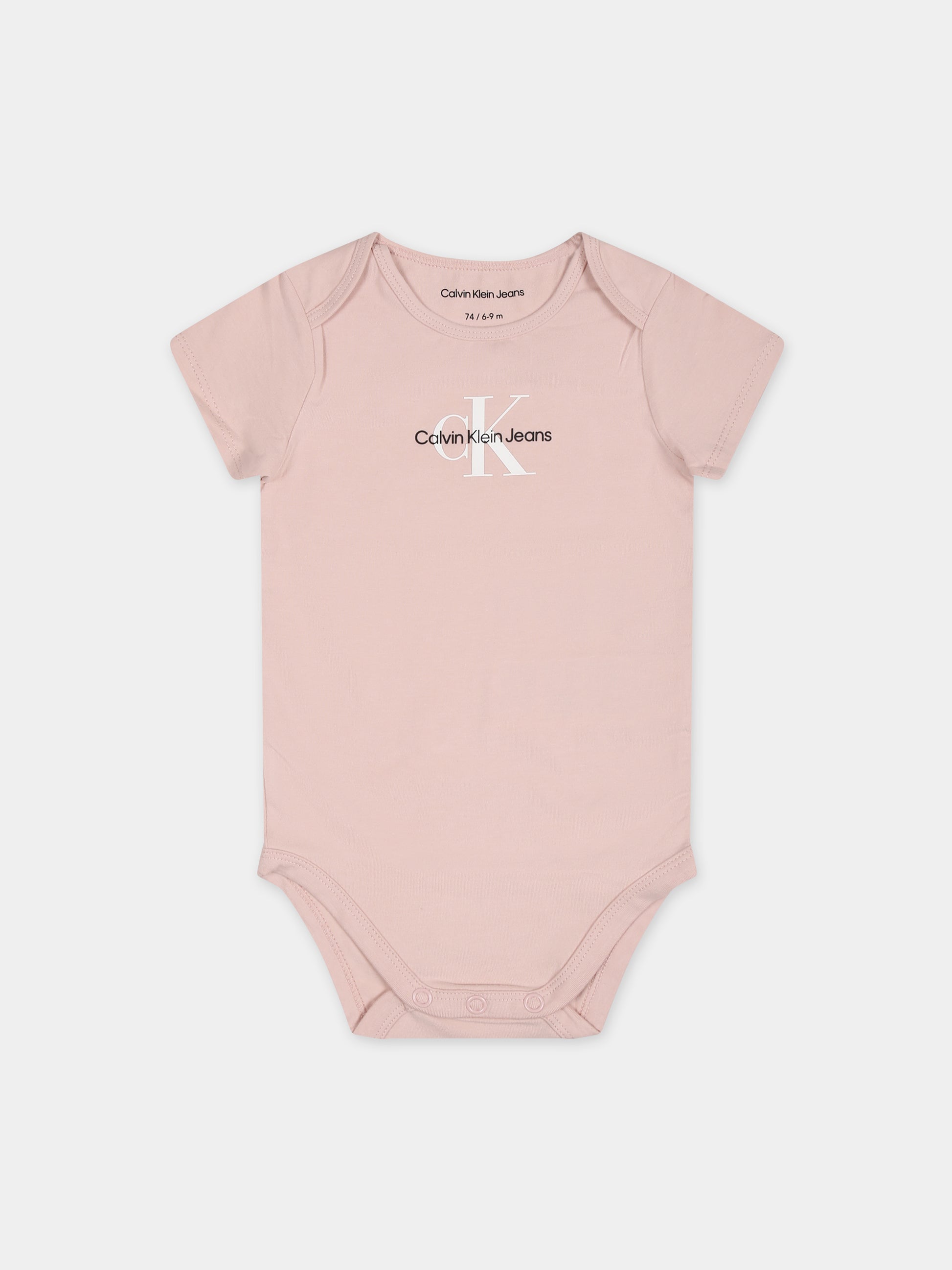 Body rosa per neonata con logo,Calvin Klein Kids,24SMCKIN0IN00014 TF6
