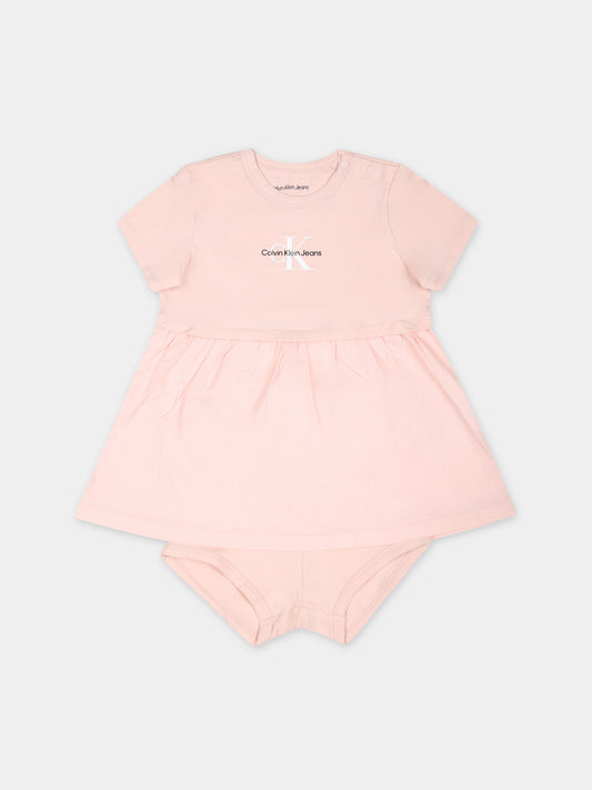 Vestito rosa per neonata con logo,Calvin Klein Kids,24SMCKIN0IN00172 TF6