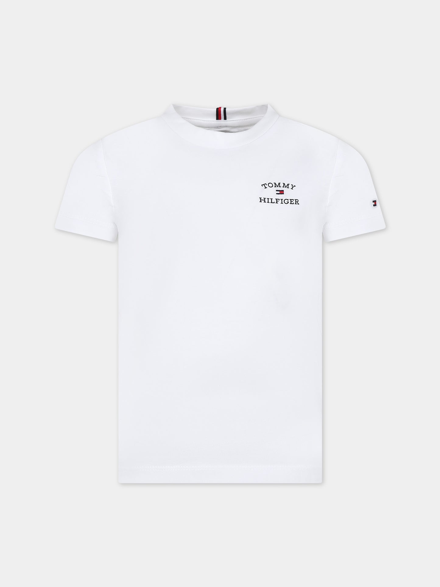 T-shirt bianca per bambino con logo,Tommy Hilfiger Junior,24SMTHKB0KB08807 YBR