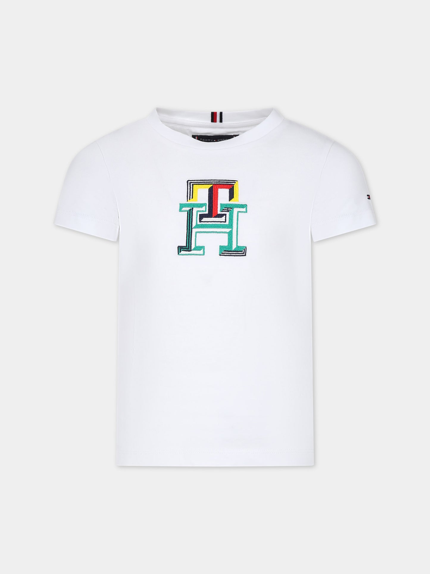 T-shirt bianca per bambino con logo,Tommy Hilfiger Junior,24SMTHKB0KB08813 YBR