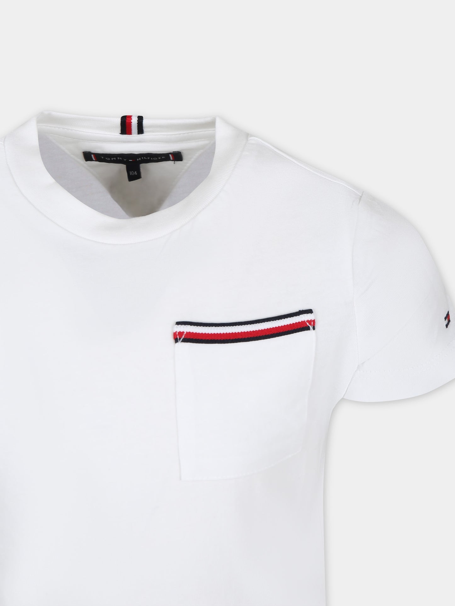 T-shirt bianca per bambino con logo,Tommy Hilfiger Junior,24SMTHKB0KB08817 YBR