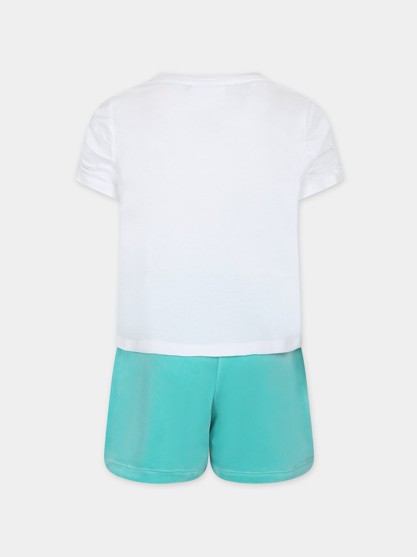 Completo verde per bambina con logo e strass,Juicy Couture,24SMJCJBX6364 002