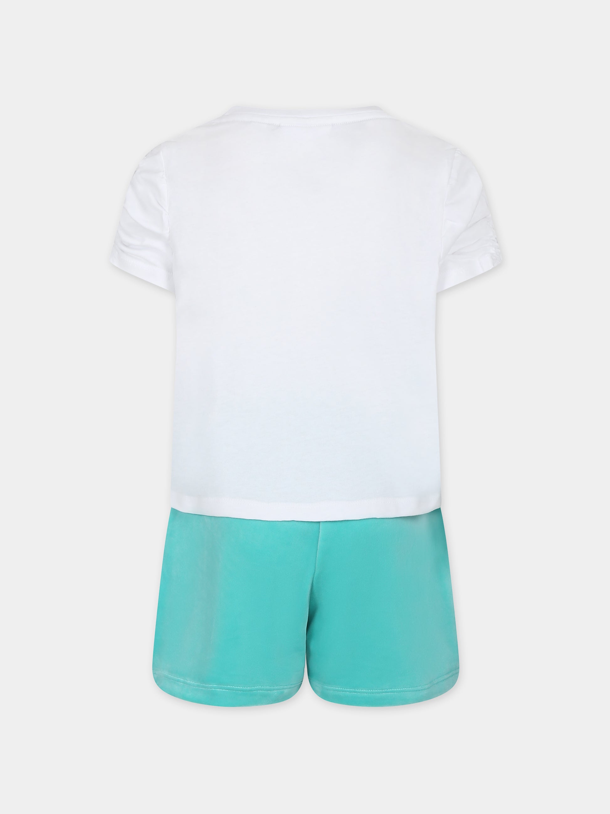 Completo verde per bambina con logo e strass,Juicy Couture,24SMJCJBX6364 002