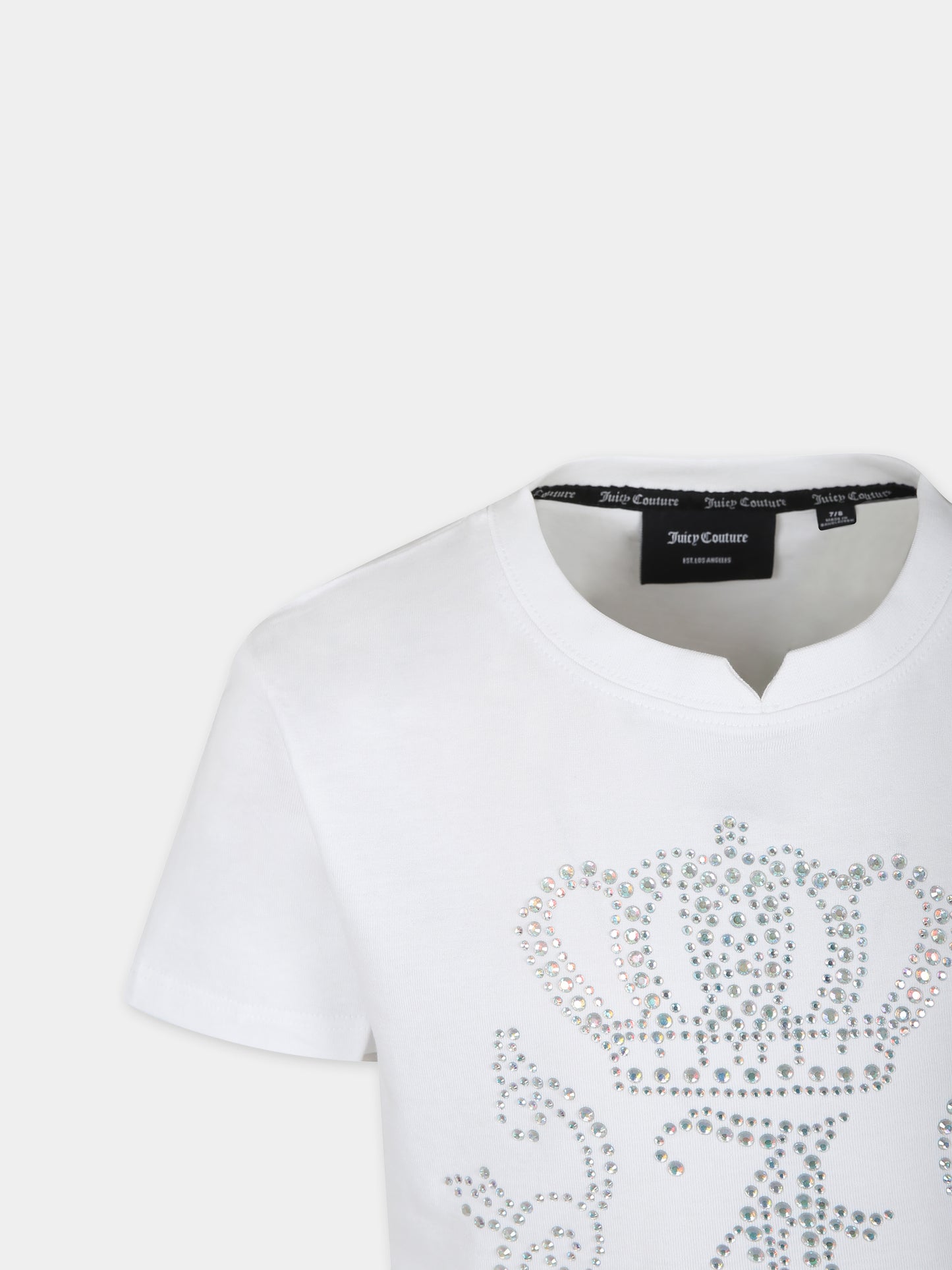 T-shirt bianca per bambina con strass,Juicy Couture,24SMJCJBX6371 002