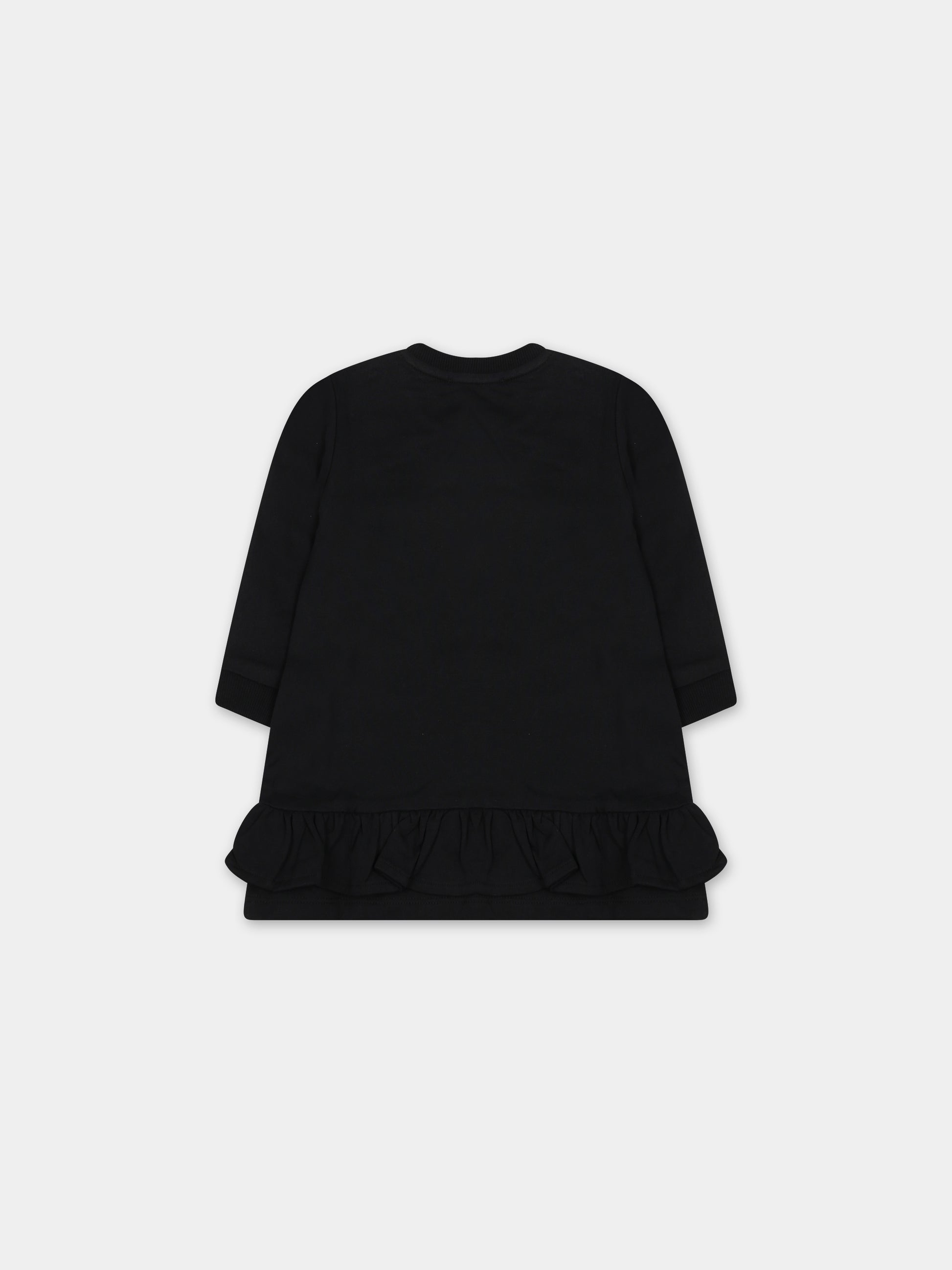 Vestito nero per neonata con Teddy Bears,Moschino Kids,MDV0AX LCA58 60100